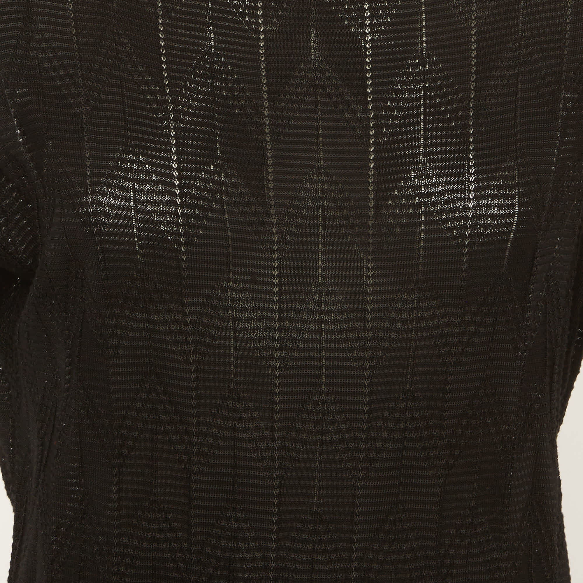 M Missoni Black Jacquard Knit Mesh Short Sleeve Top