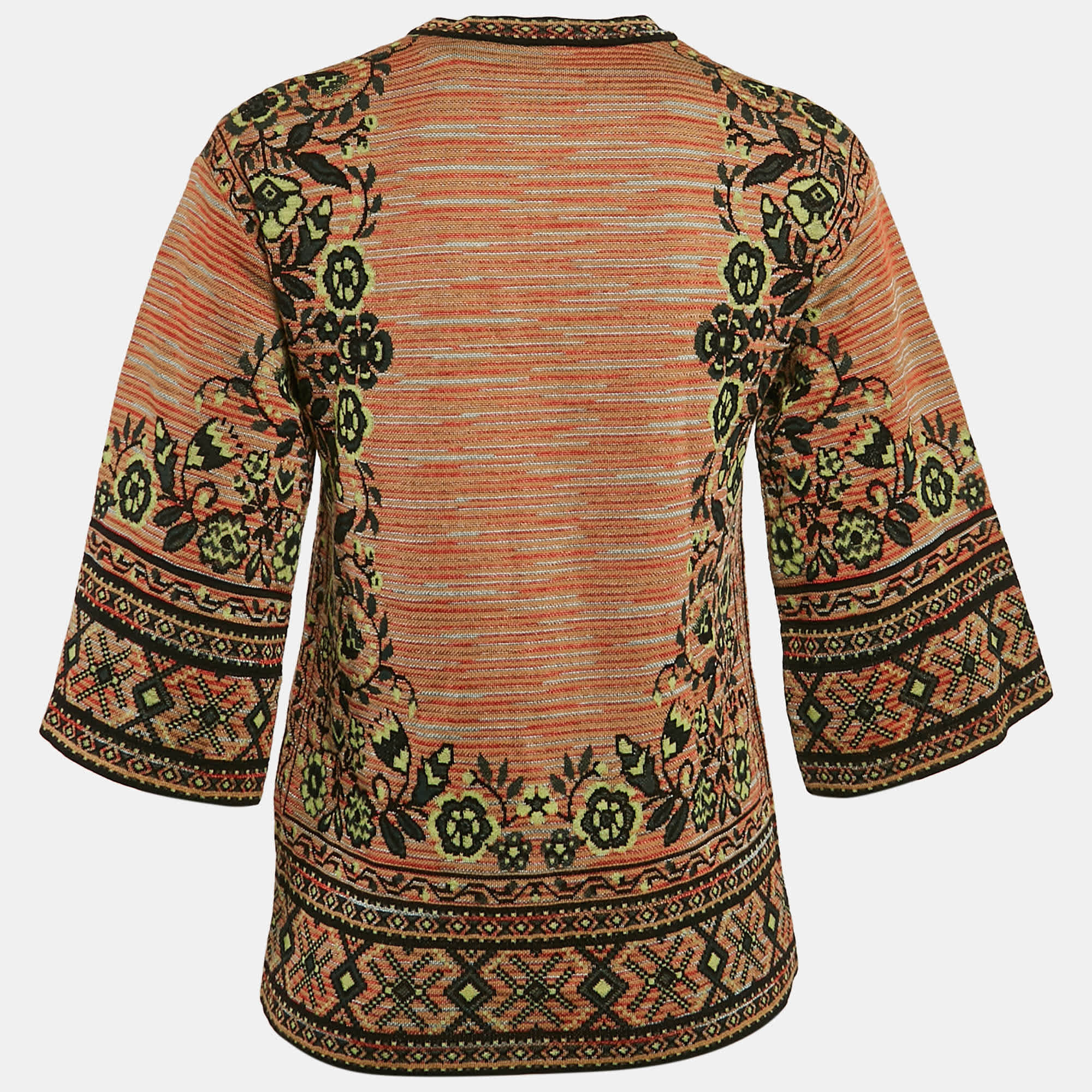 M Missoni Beige/green Floral Patterned Knit Top