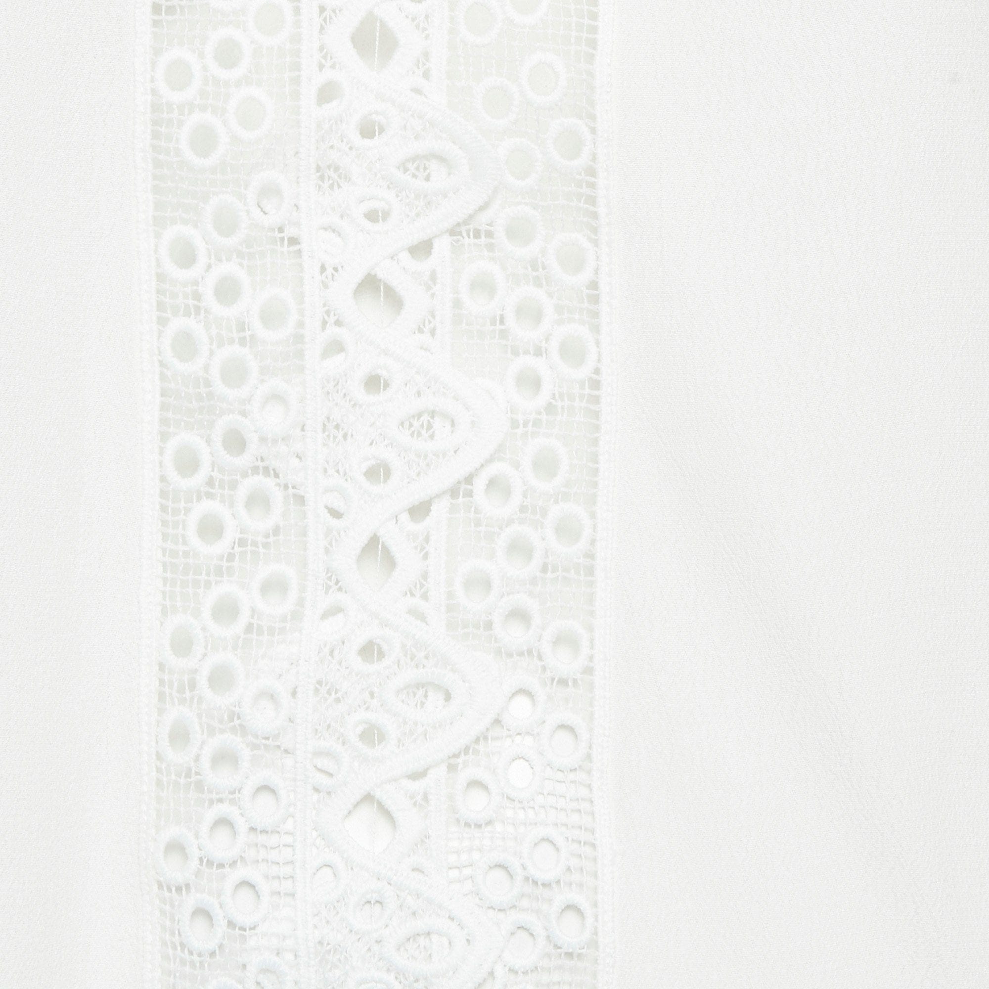 White Lace Trim Chiffon Top
