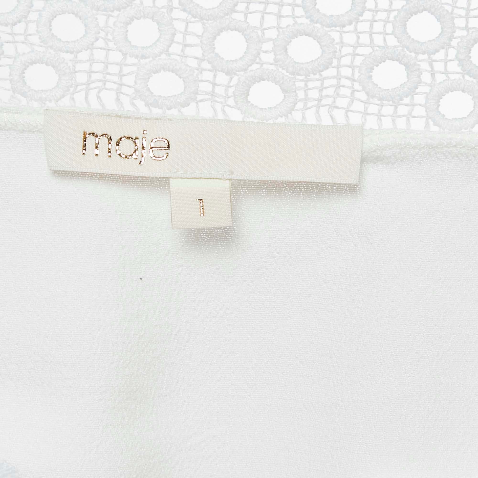 White Lace Trim Chiffon Top