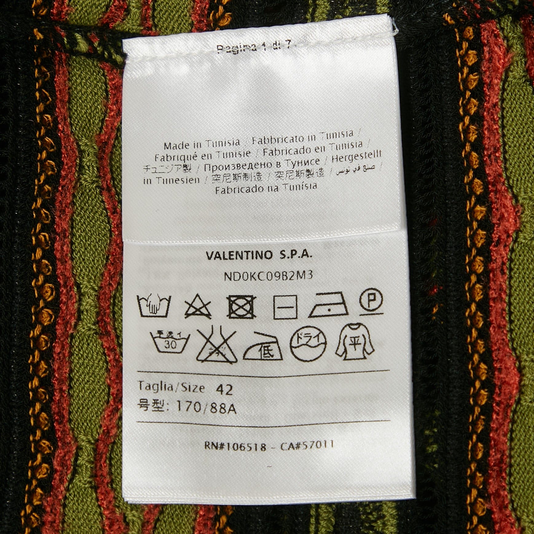 M Missoni Green/orange Patterned Knit Long Sleeve Top