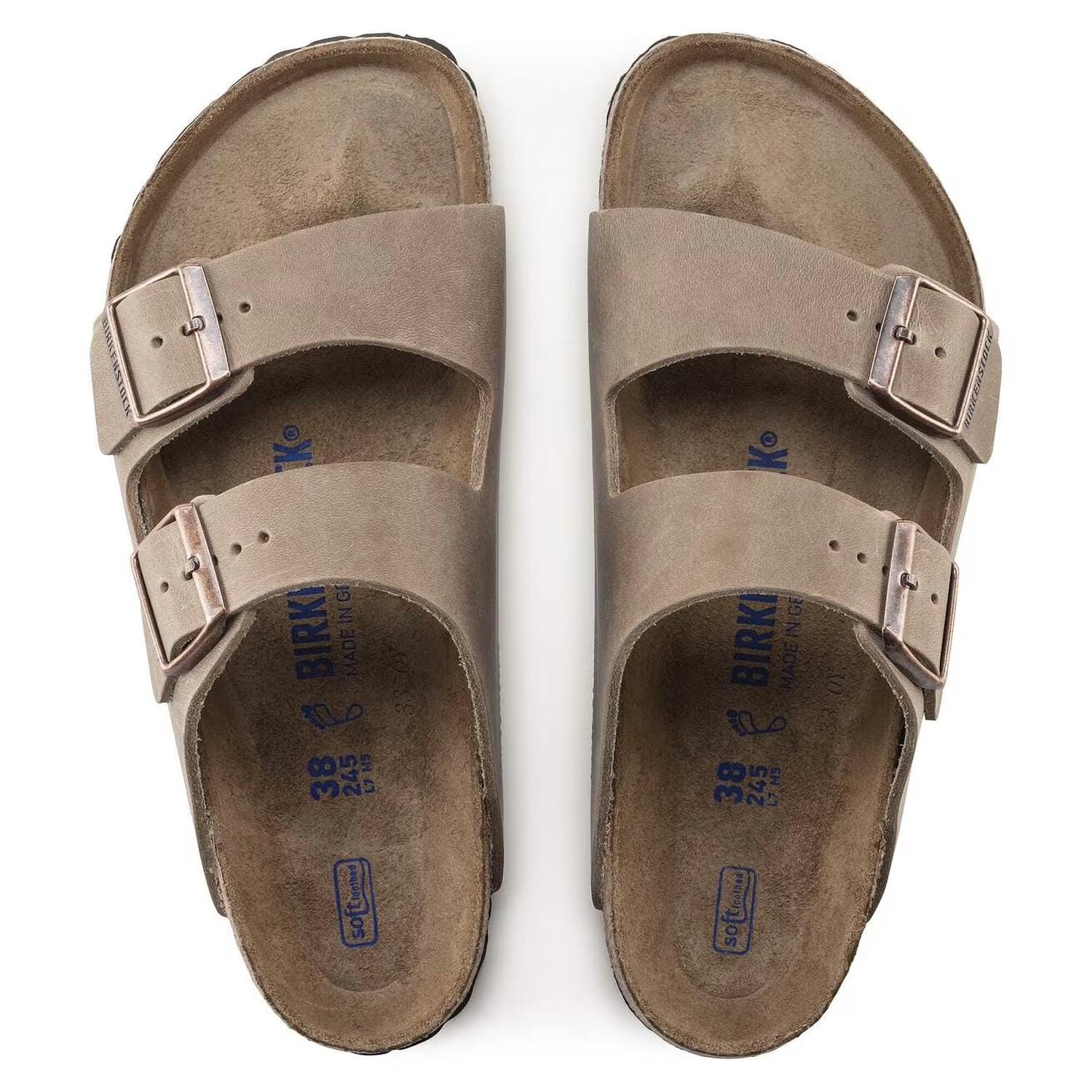 SOFT Unisex Arizona Soft Footbed Two Strap Sandal In Tabacco Brown