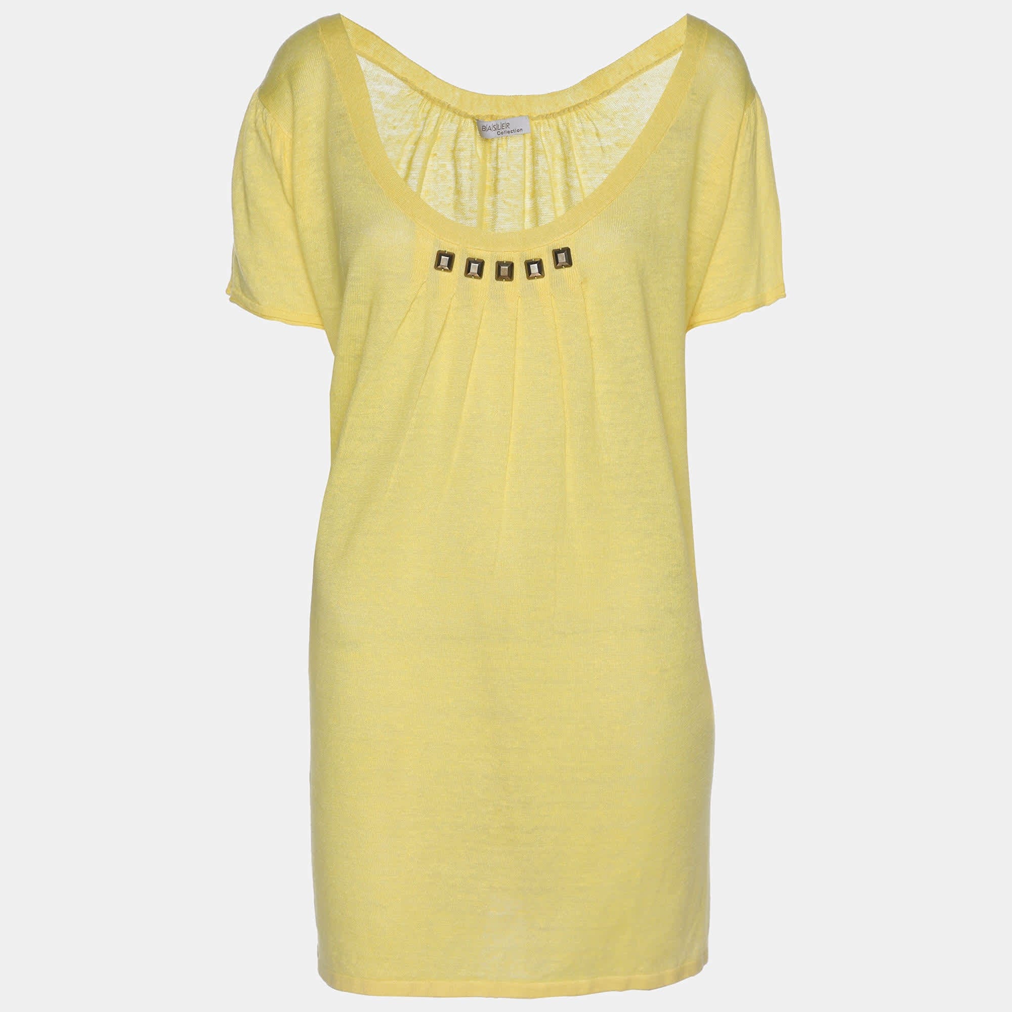 Yellow Basler Yellow Linen Knit Blend Glam Rock Strick Tops