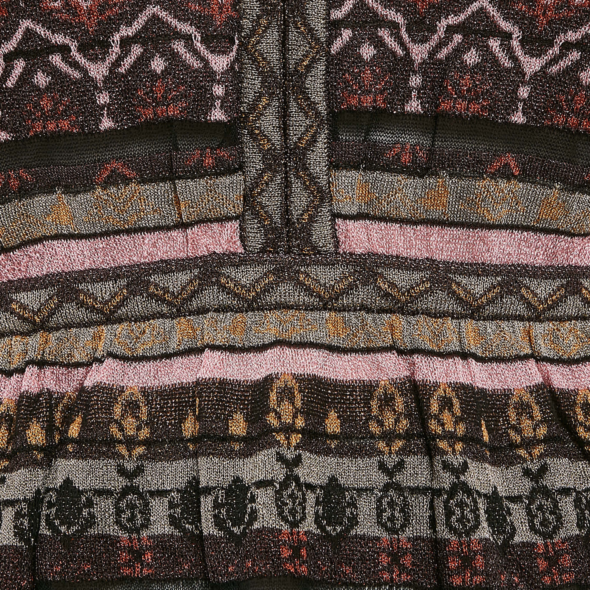 M Missoni Multicolor Patterned Lurex Knit V - Neck Top