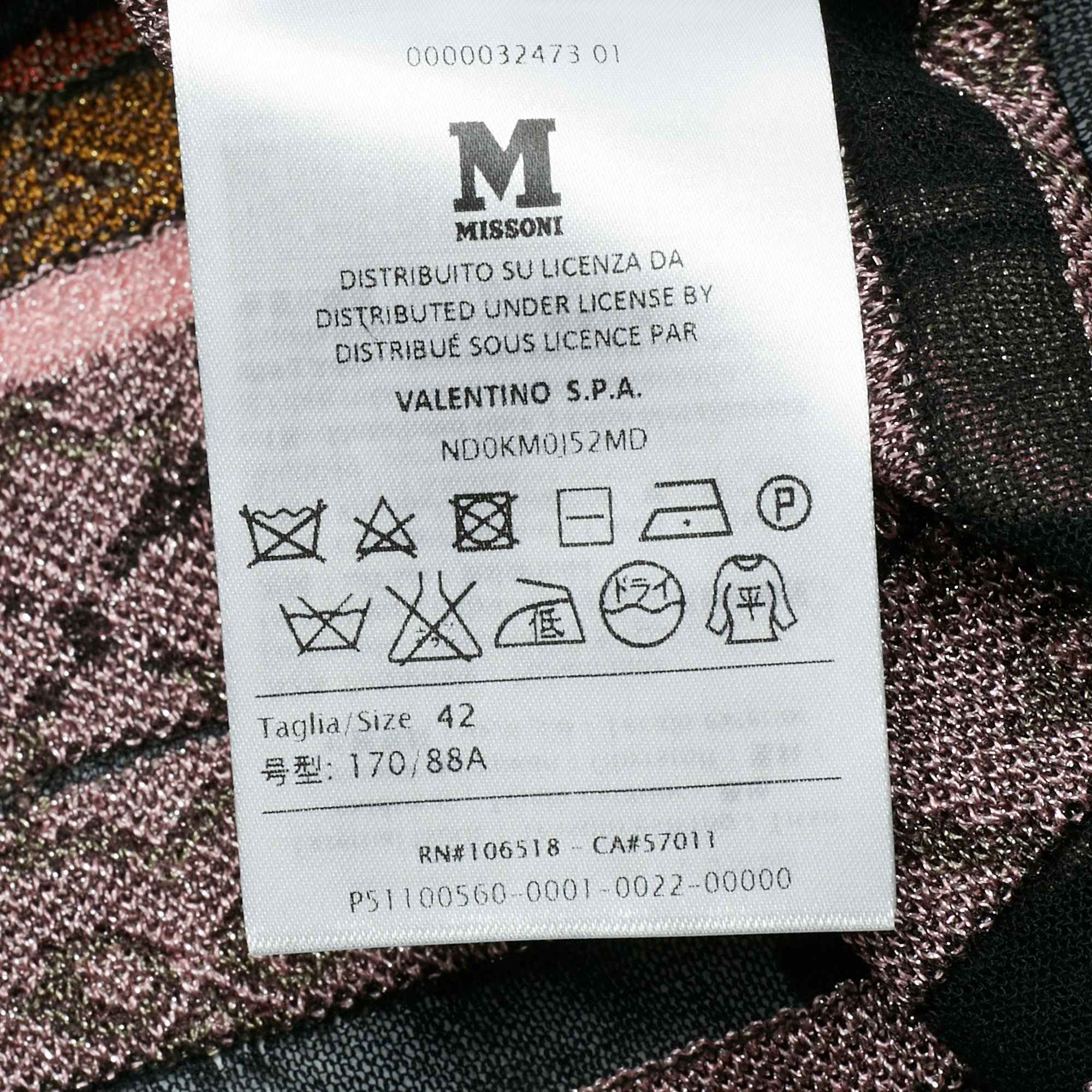 M Missoni Multicolor Patterned Lurex Knit V - Neck Top