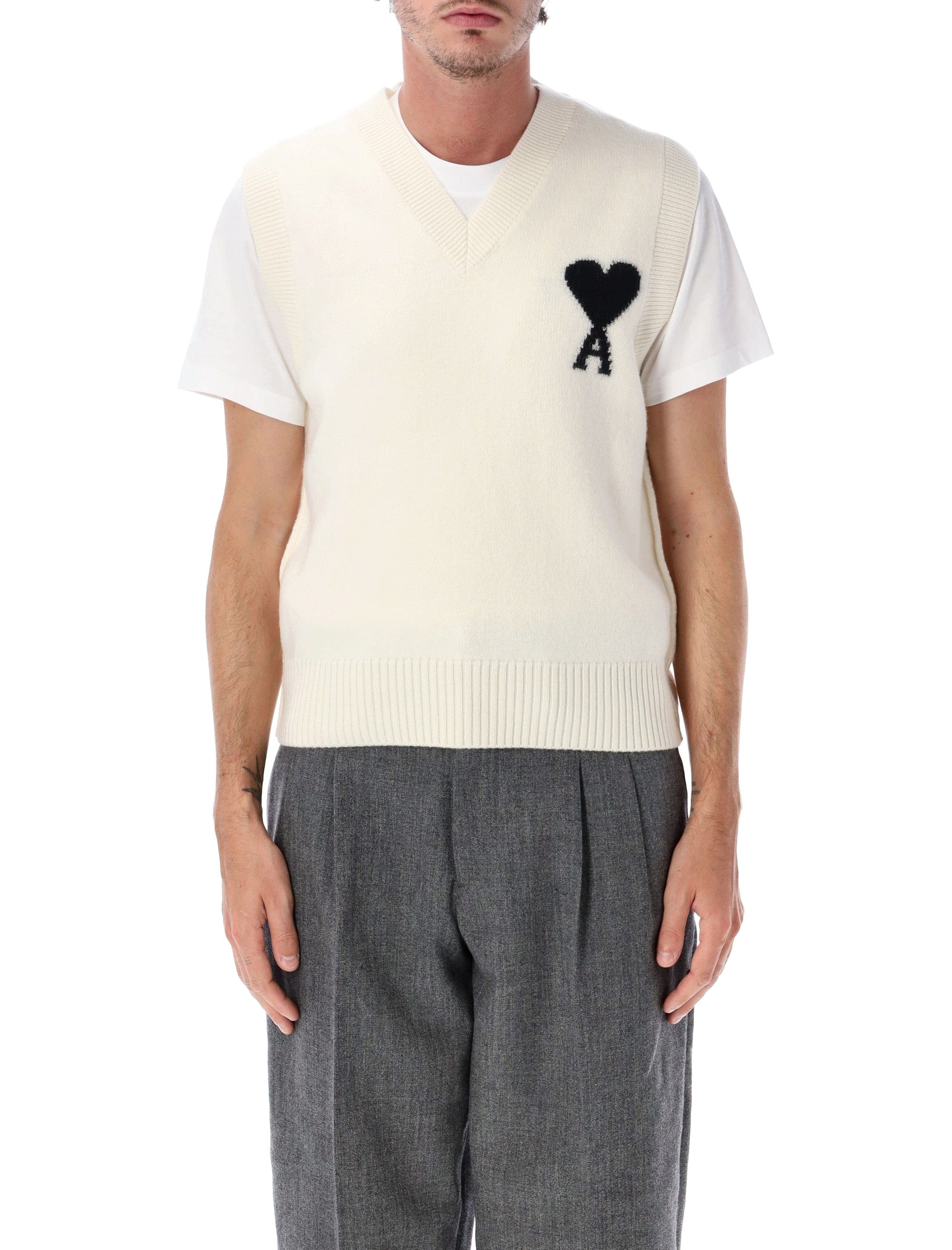 Knit Sleeveless Adc V - Neck Knit Sweater