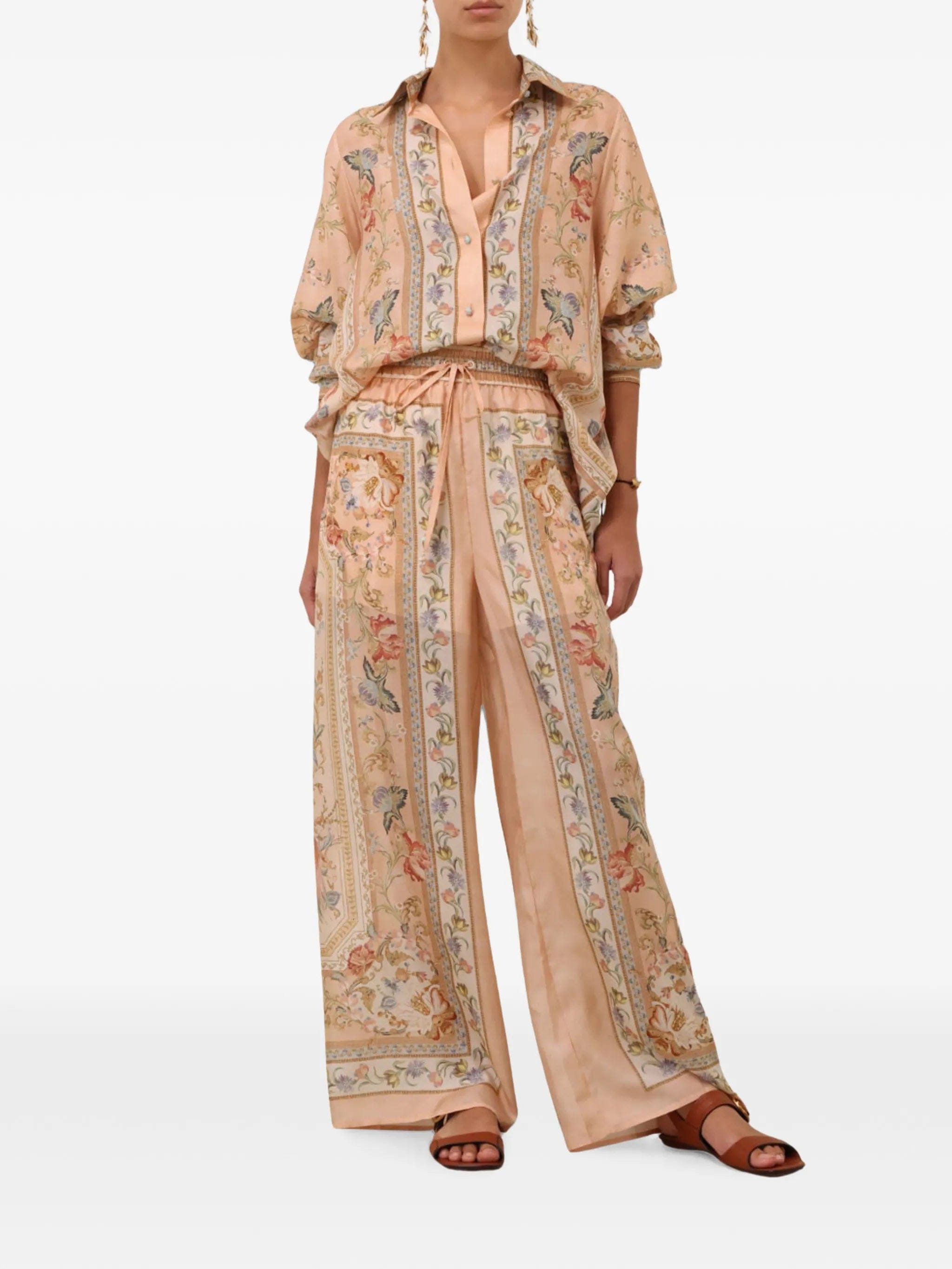 Zimmermann Roselight floral - print silk trousers