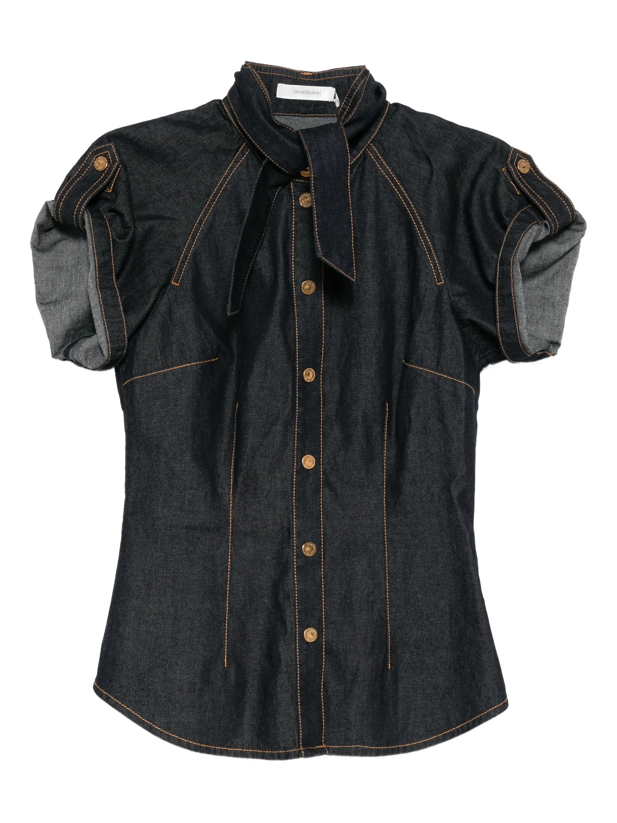 Zimmermann denim tie neck shirt