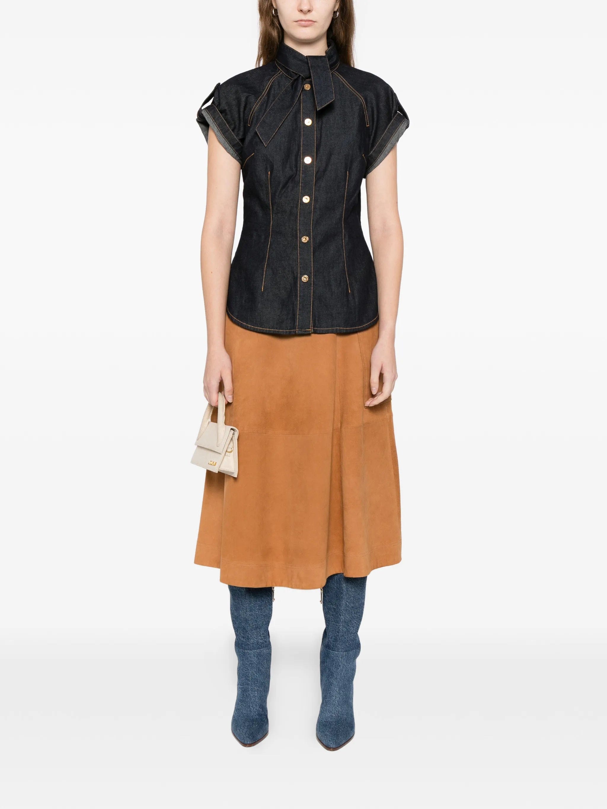 Zimmermann denim tie neck shirt