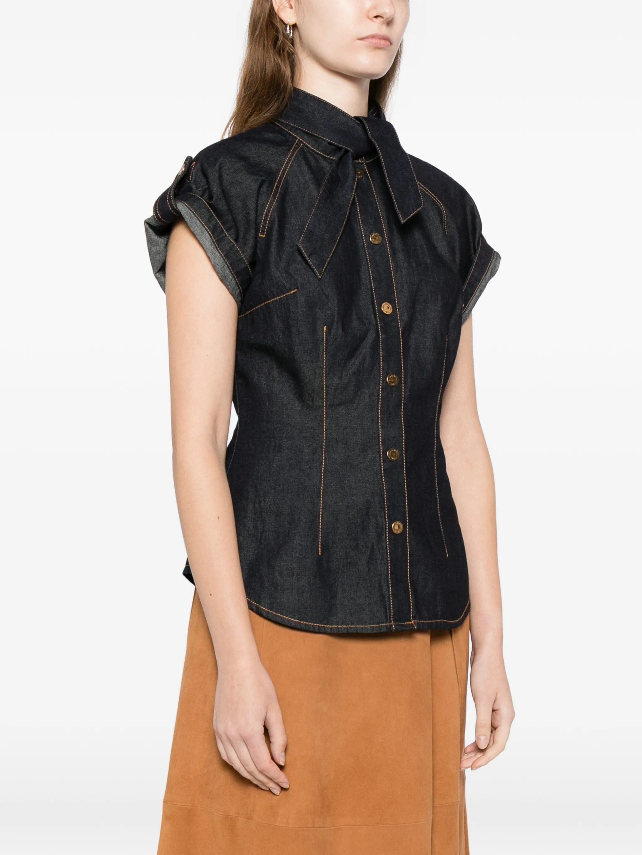 Zimmermann denim tie neck shirt