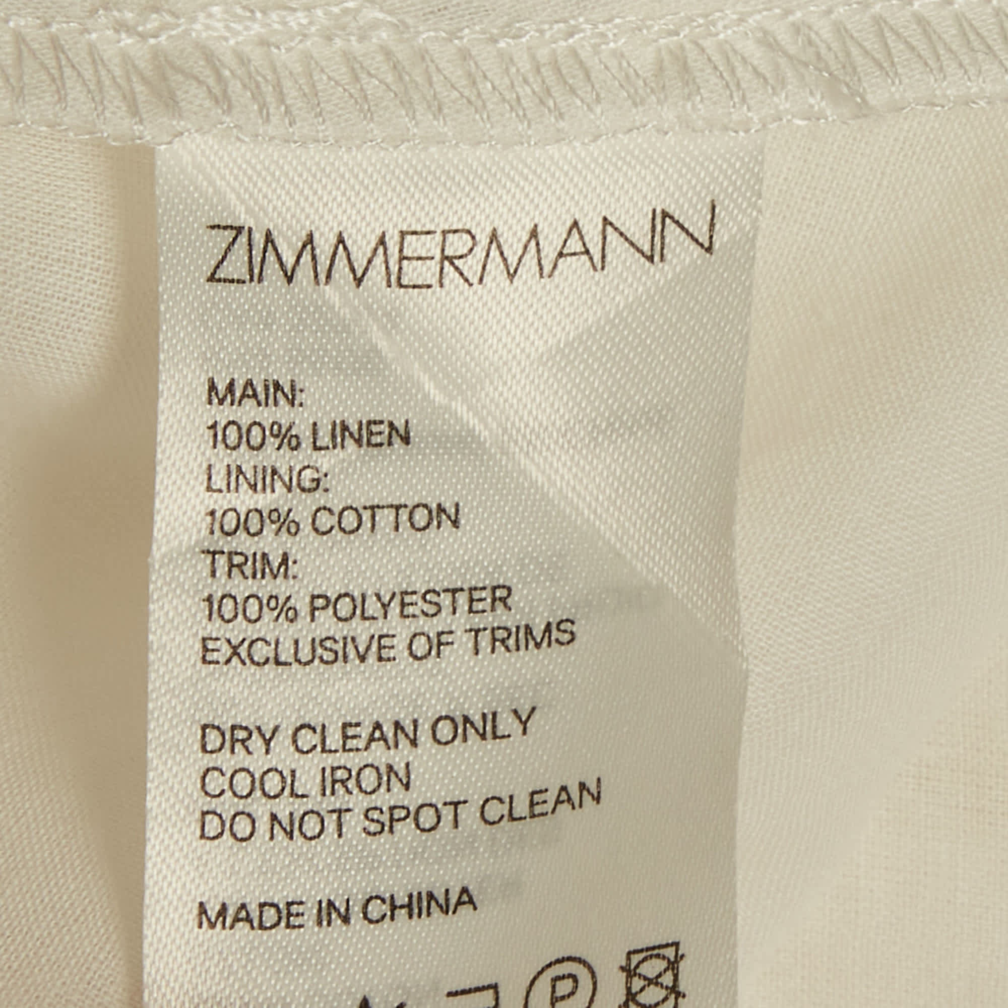 Zimmermann White Linen Shirring Detail Midi Dress