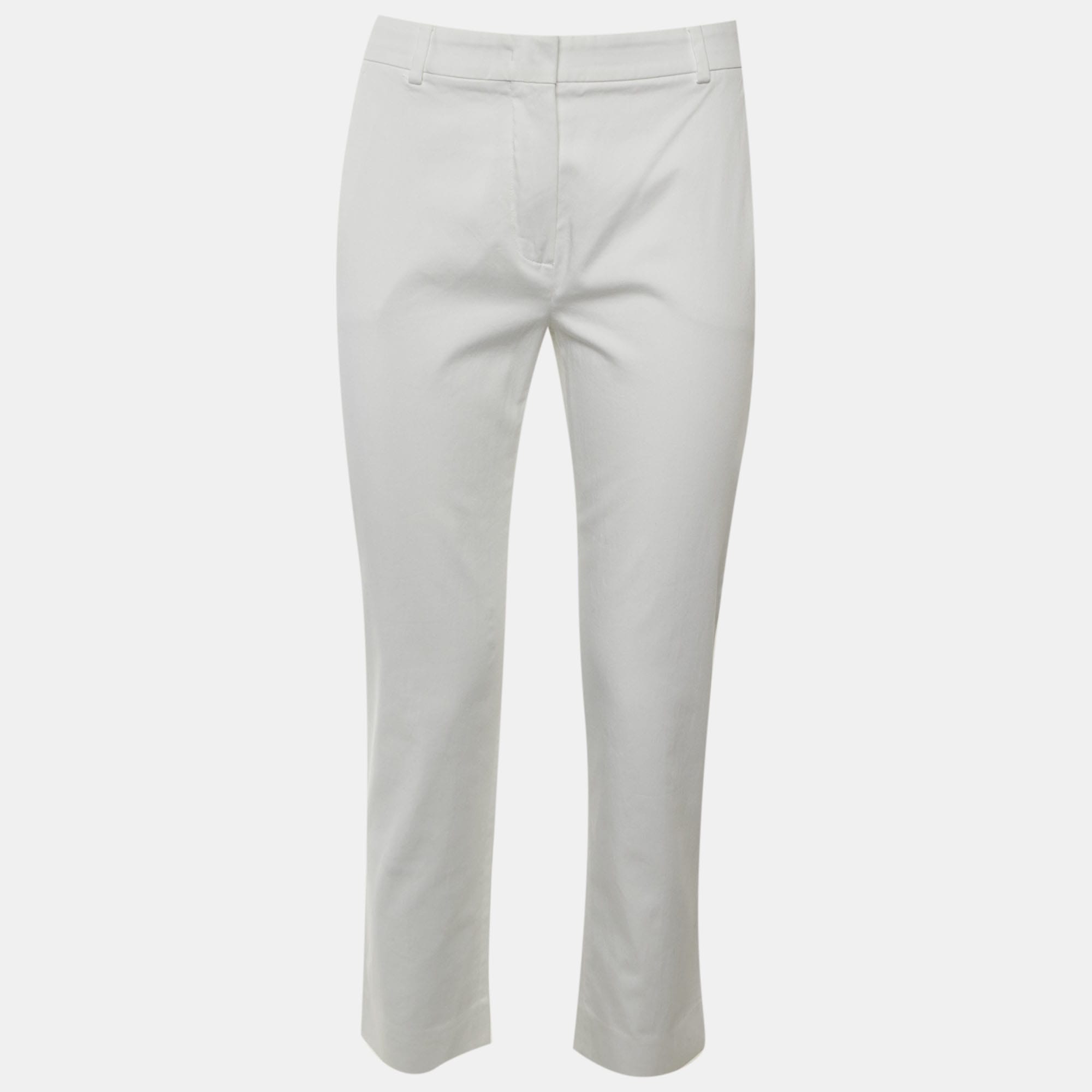 Max Mara White Cotton Tapered Leg Pants