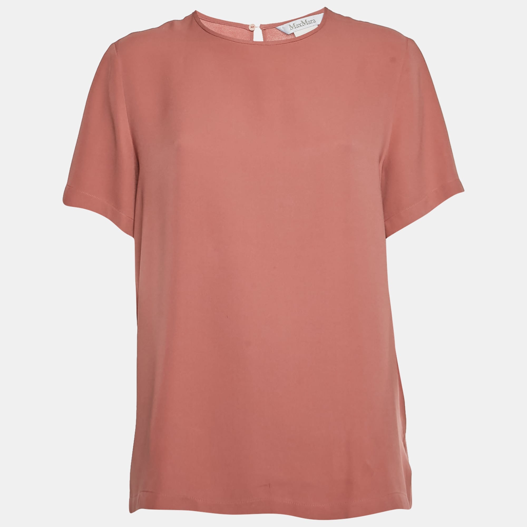 Max Mara Dusty Pink Crepe Short Sleeve Blouse