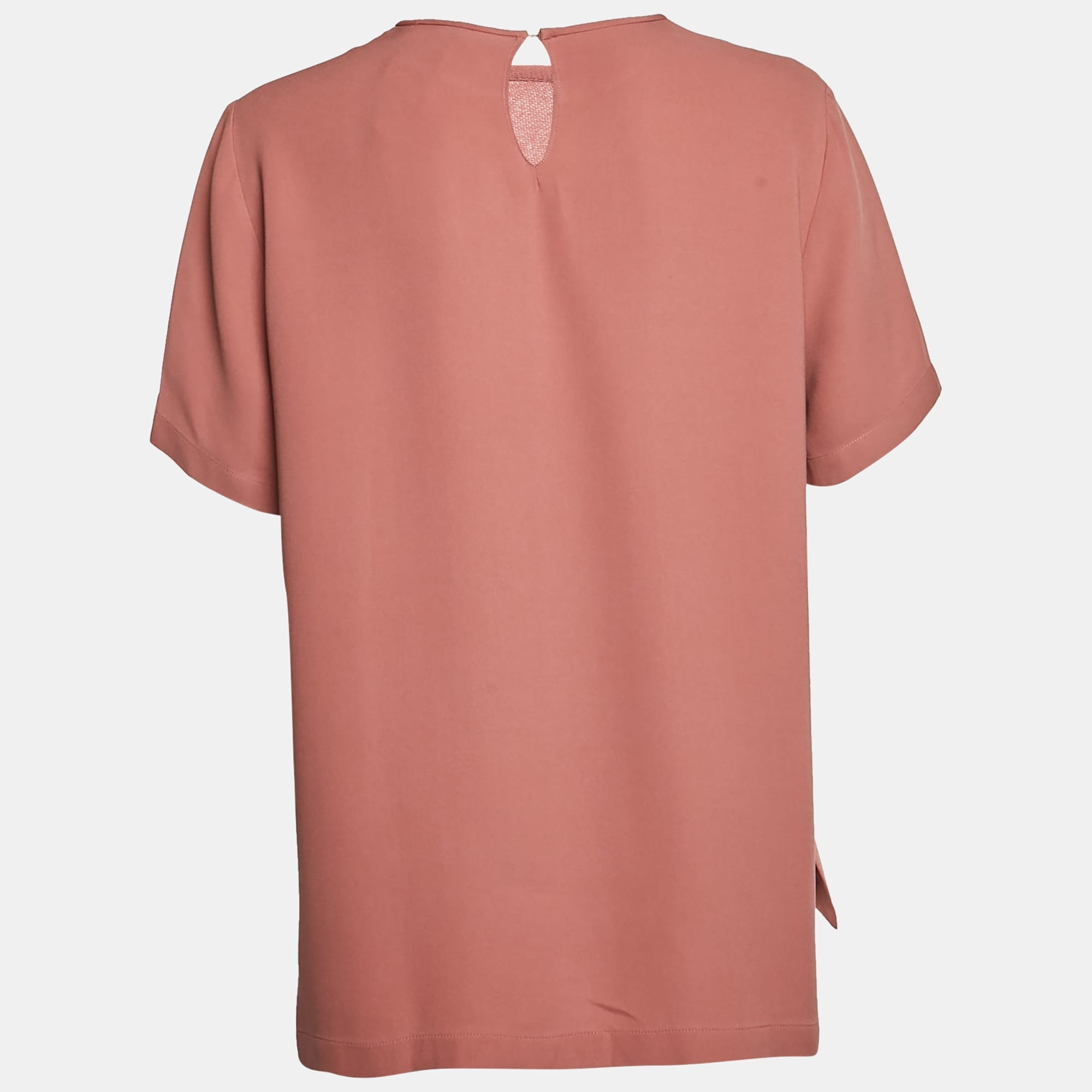 Max Mara Dusty Pink Crepe Short Sleeve Blouse