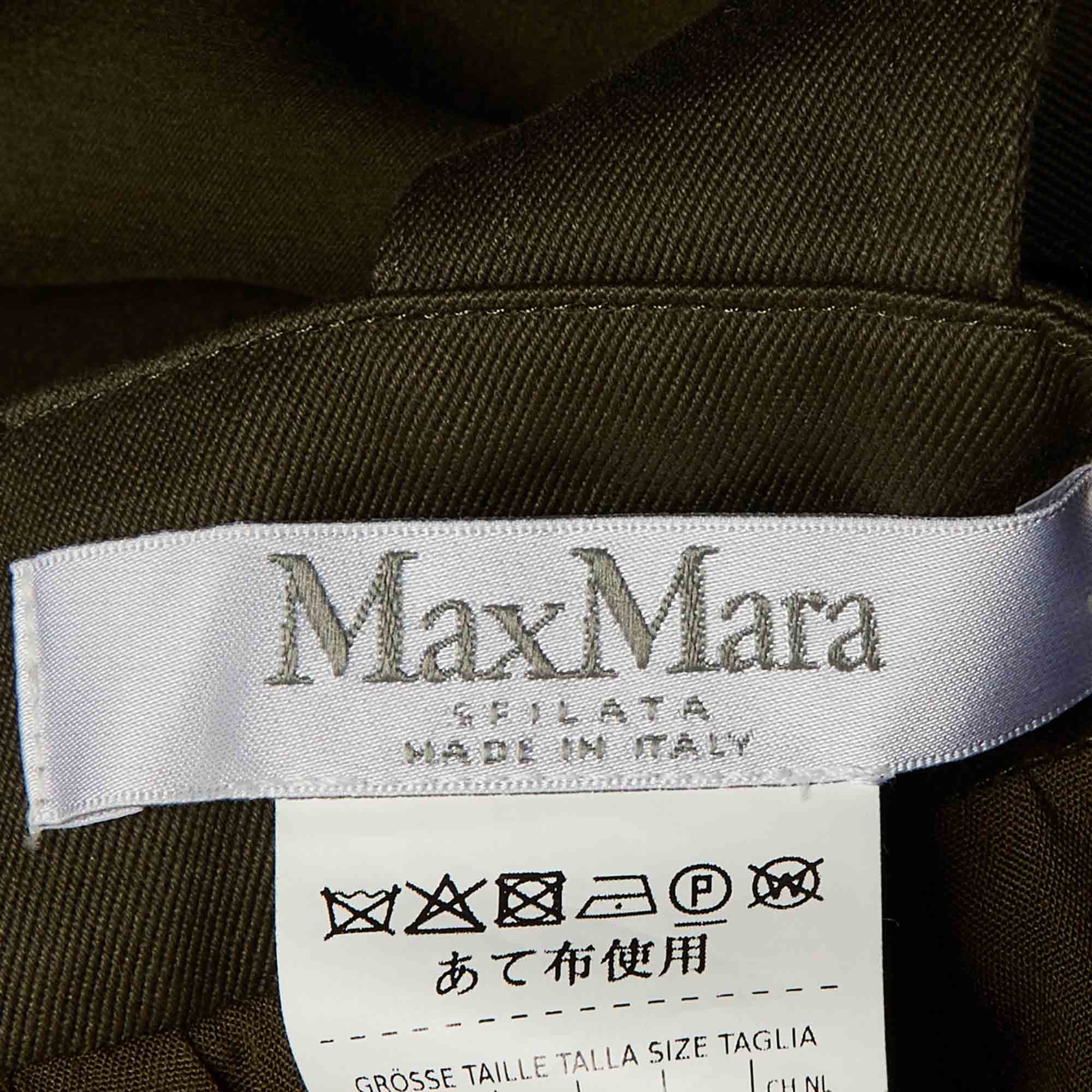 Max Mara Sfilata Olive Green Cotton & Silk Overlay Jumpsuit