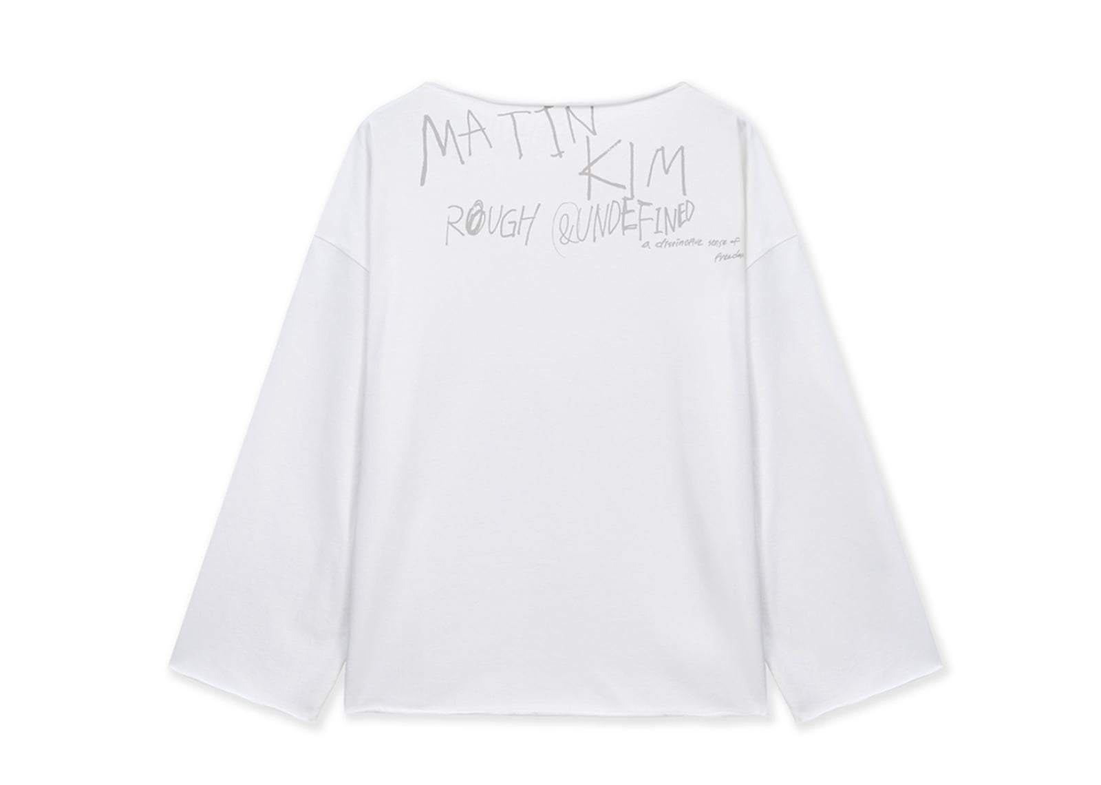 Matin Kim Raw Hem Finished Boat Neck Top White TS005