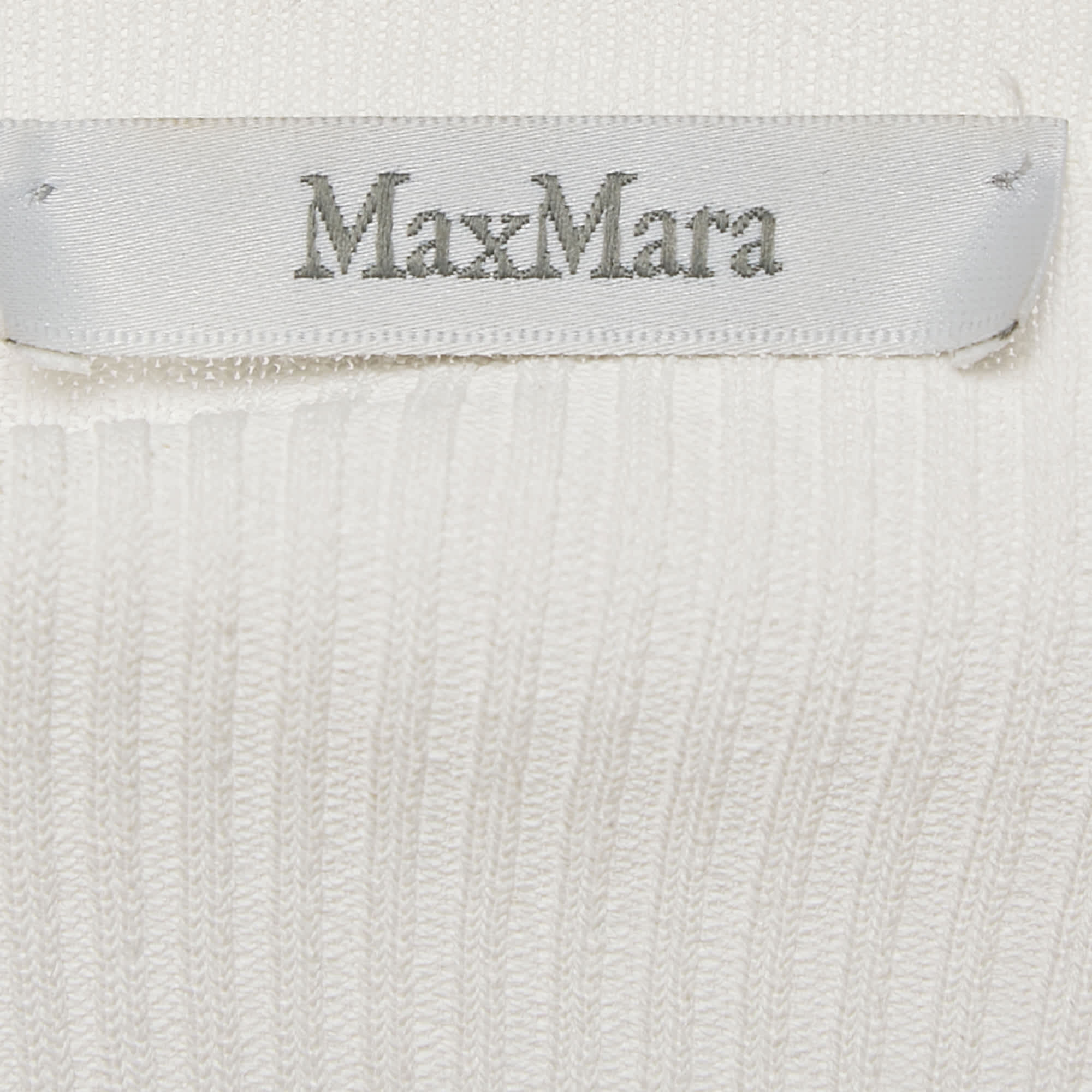 White Rib Knit Boat Neck Top Xxl