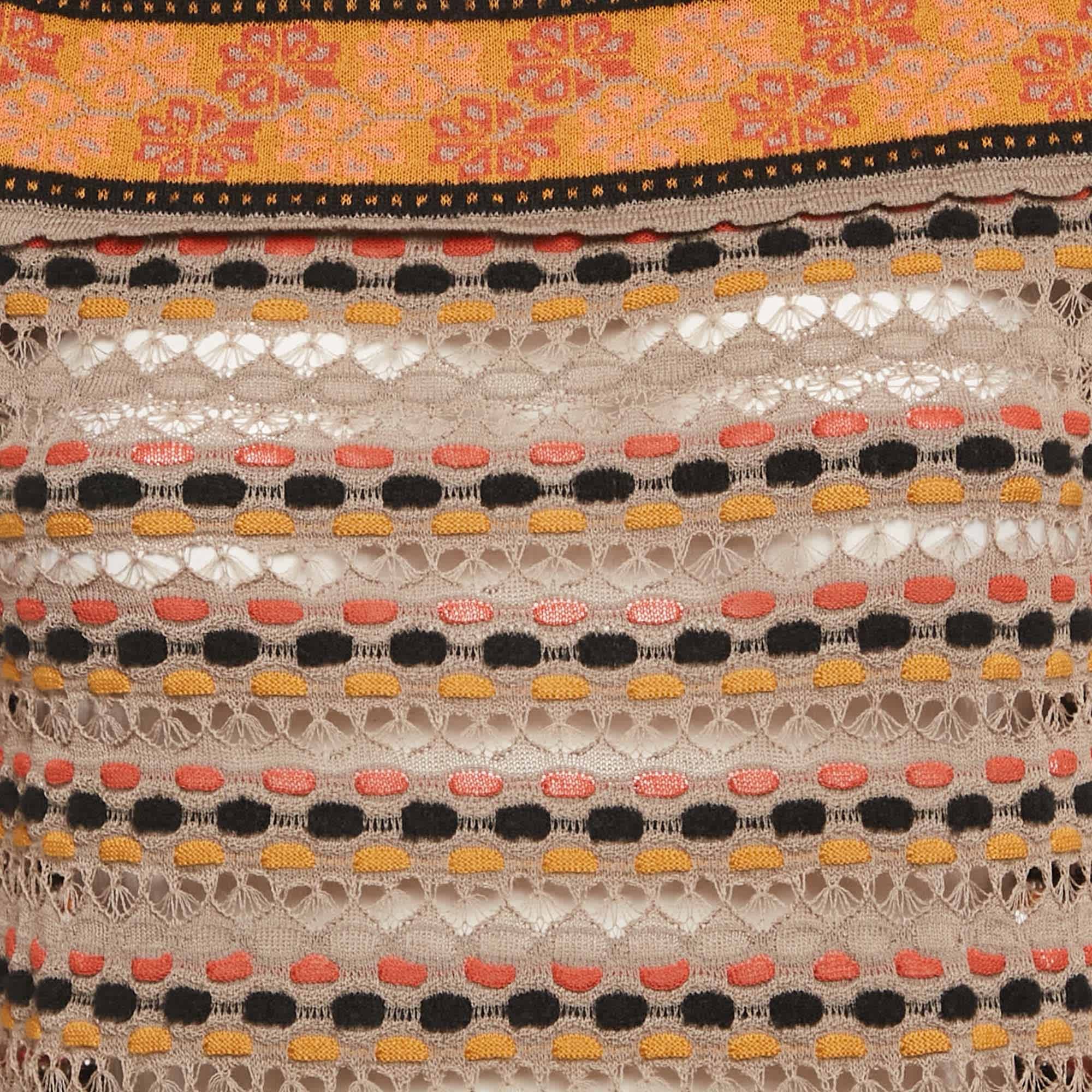 M Missoni Grey Floral Perforated Knit Top