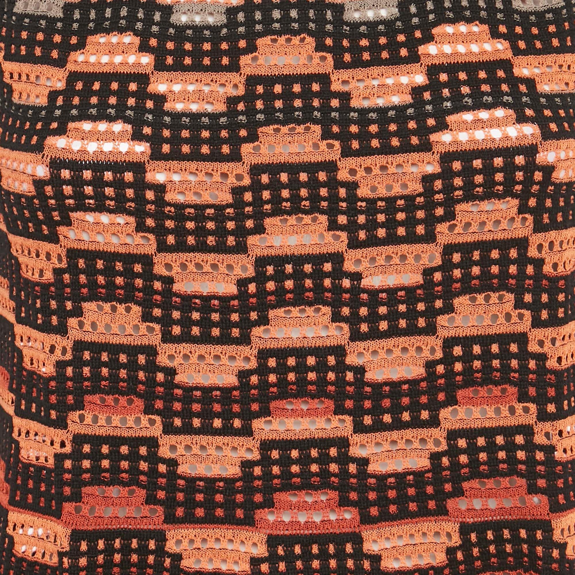 M Missoni Orange/black Knit Sleeveless Top