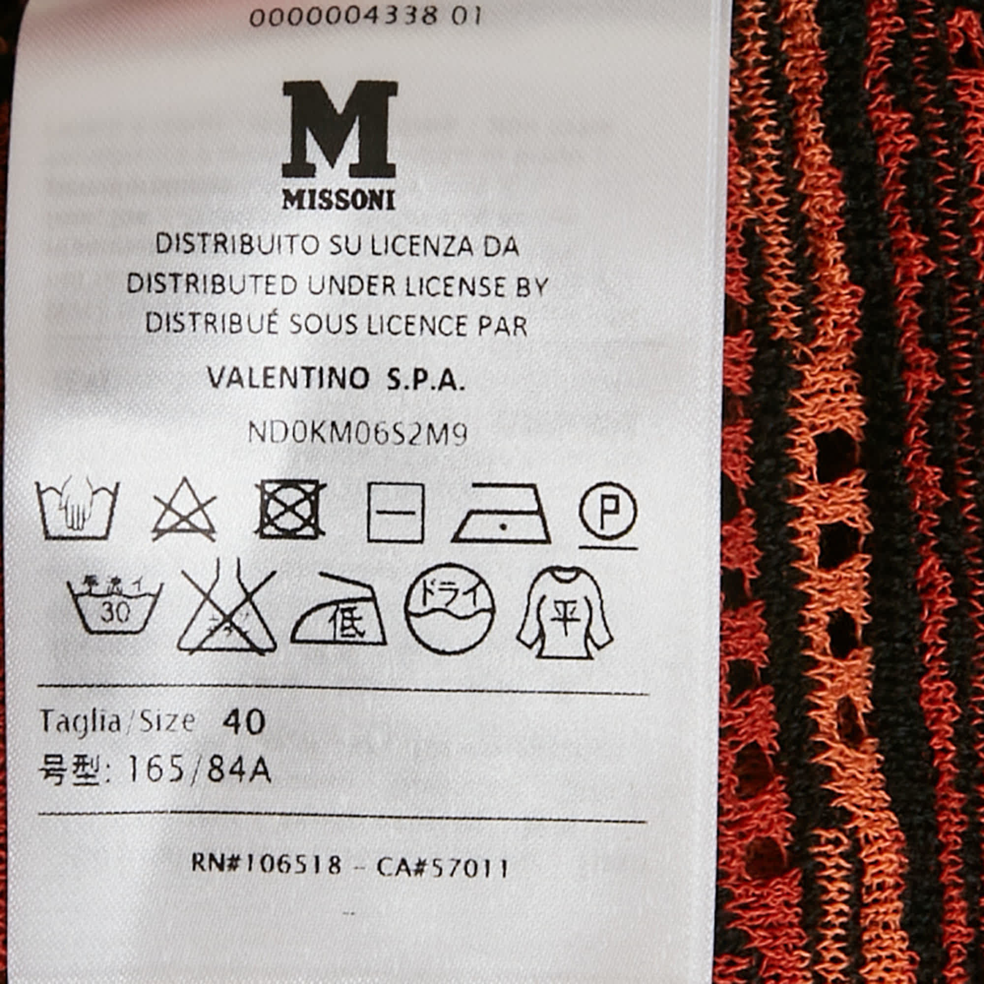 M Missoni Orange/black Knit Sleeveless Top