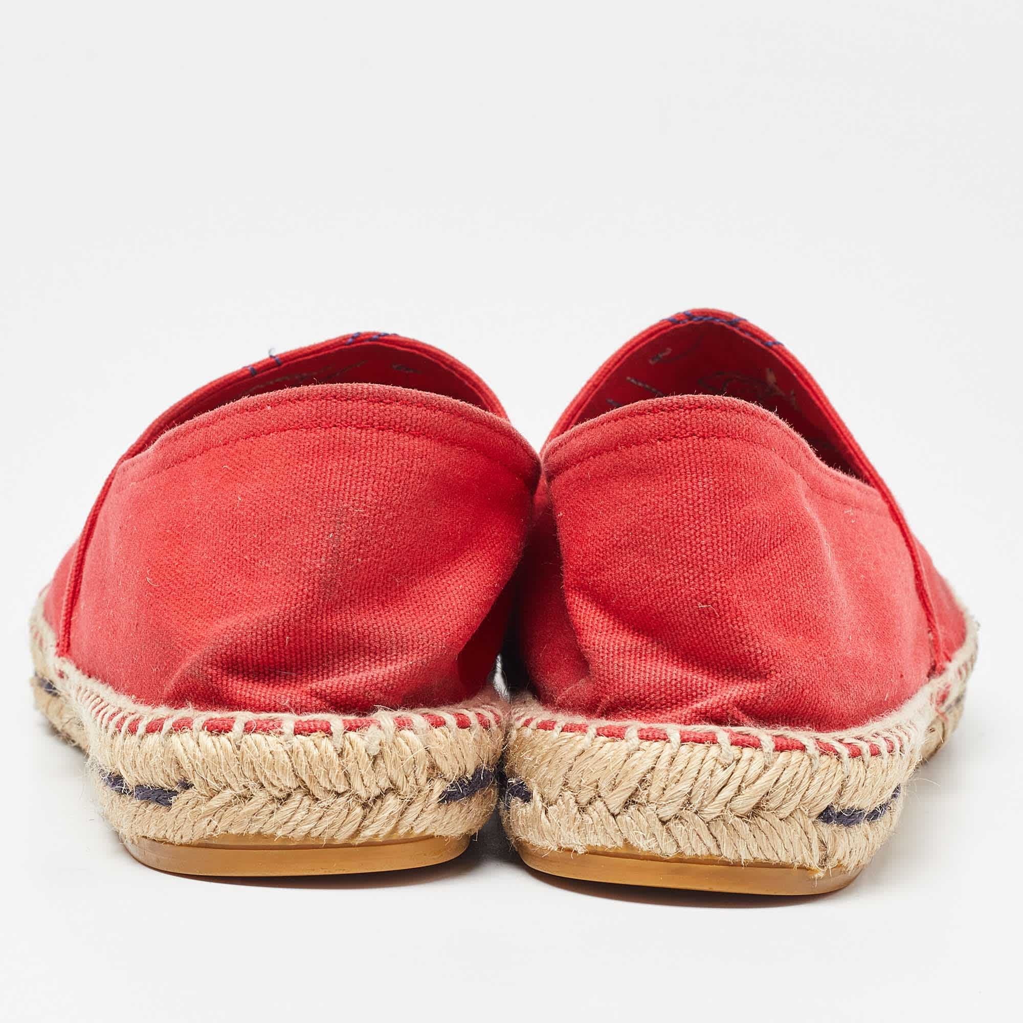 Ch Carolina Herrera Red Canvas Espadrille Flats