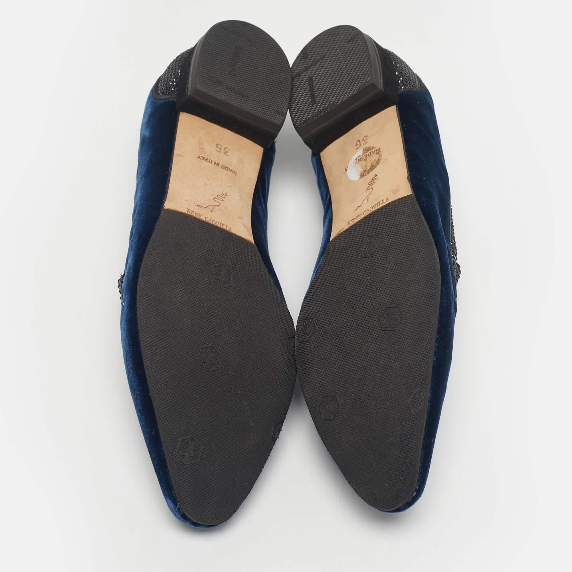 Blue Velvet René Caovilla Blue Velvet Crystal Embellished Smoking Slippers