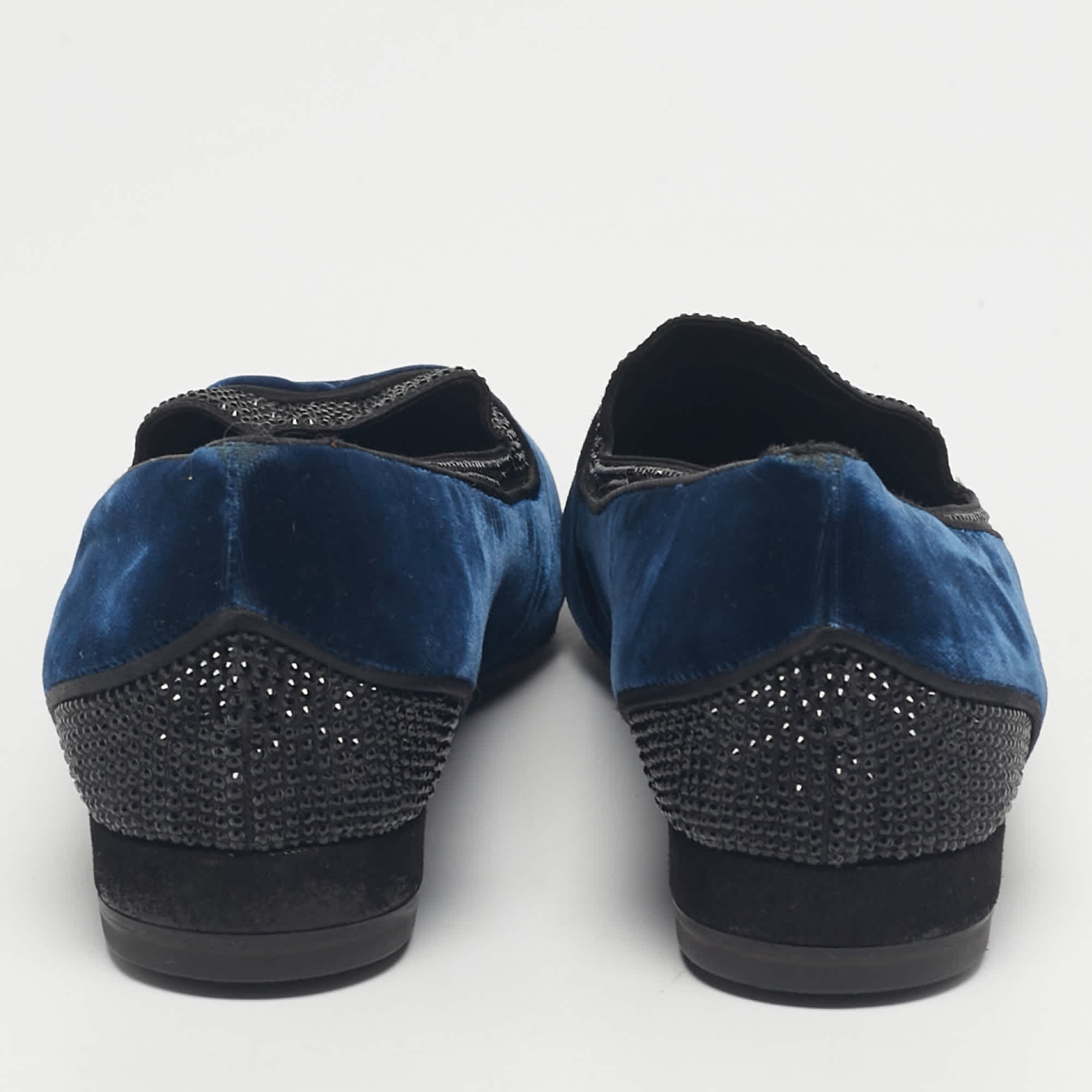 Blue Velvet René Caovilla Blue Velvet Crystal Embellished Smoking Slippers