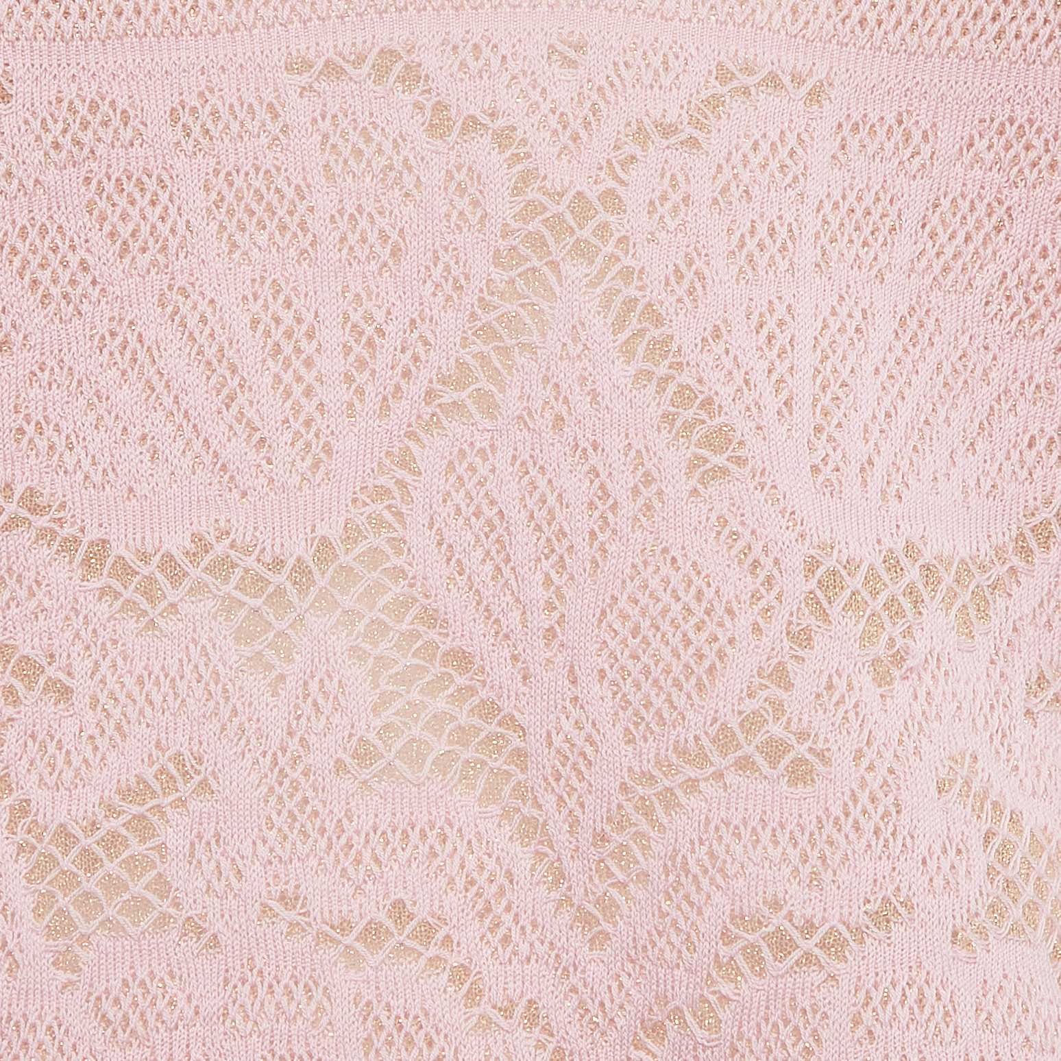 M Missoni Pink Seashell Pattern Lurex Knit V - Neck Top