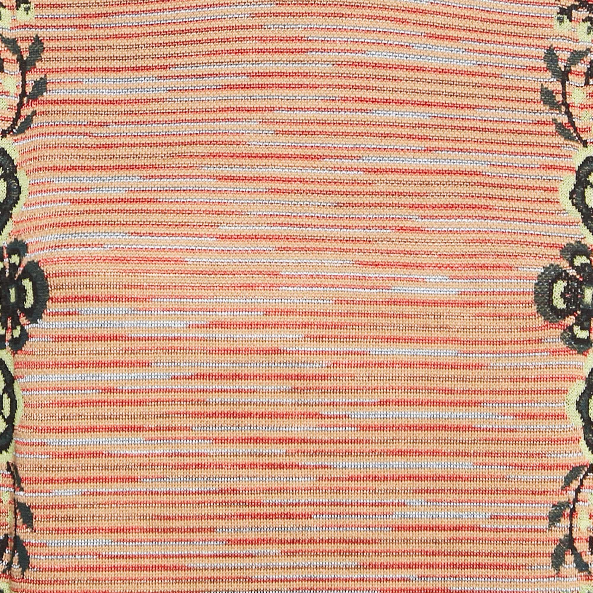 M Missoni Beige/black Floral Pattern Knit Top