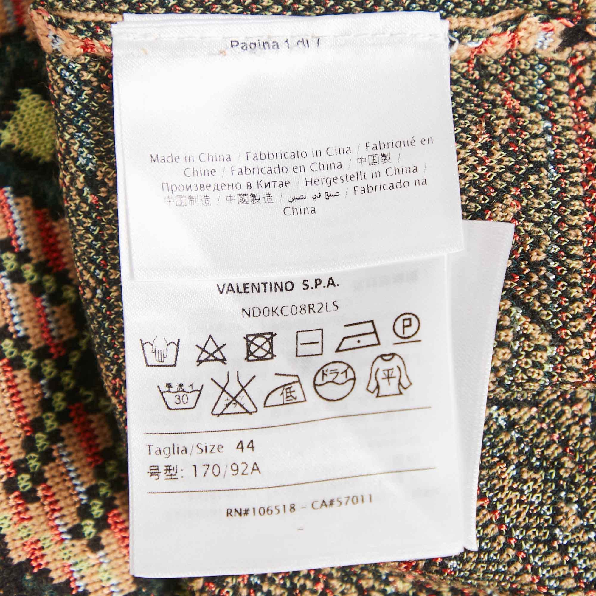 M Missoni Beige/black Floral Pattern Knit Top