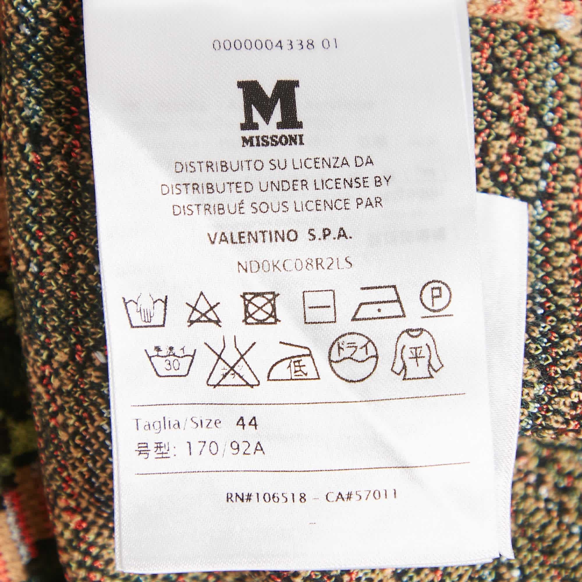 M Missoni Beige/black Floral Pattern Knit Top
