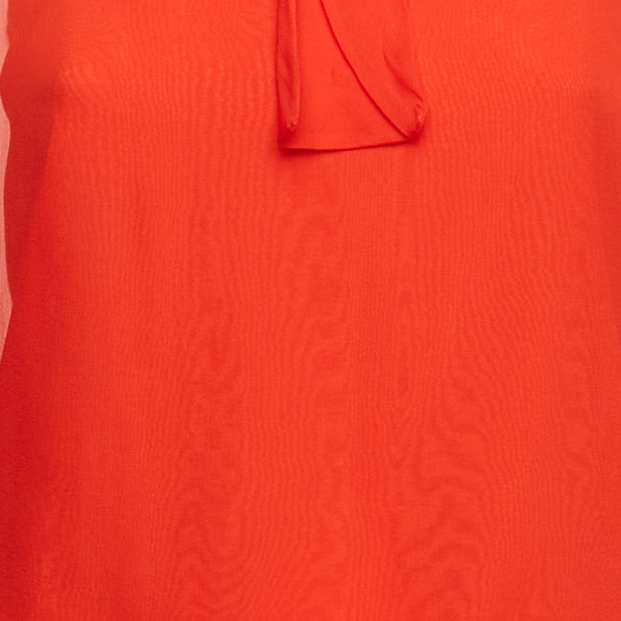 Emilio Pucci Red Silk Neck Tie Detail Top
