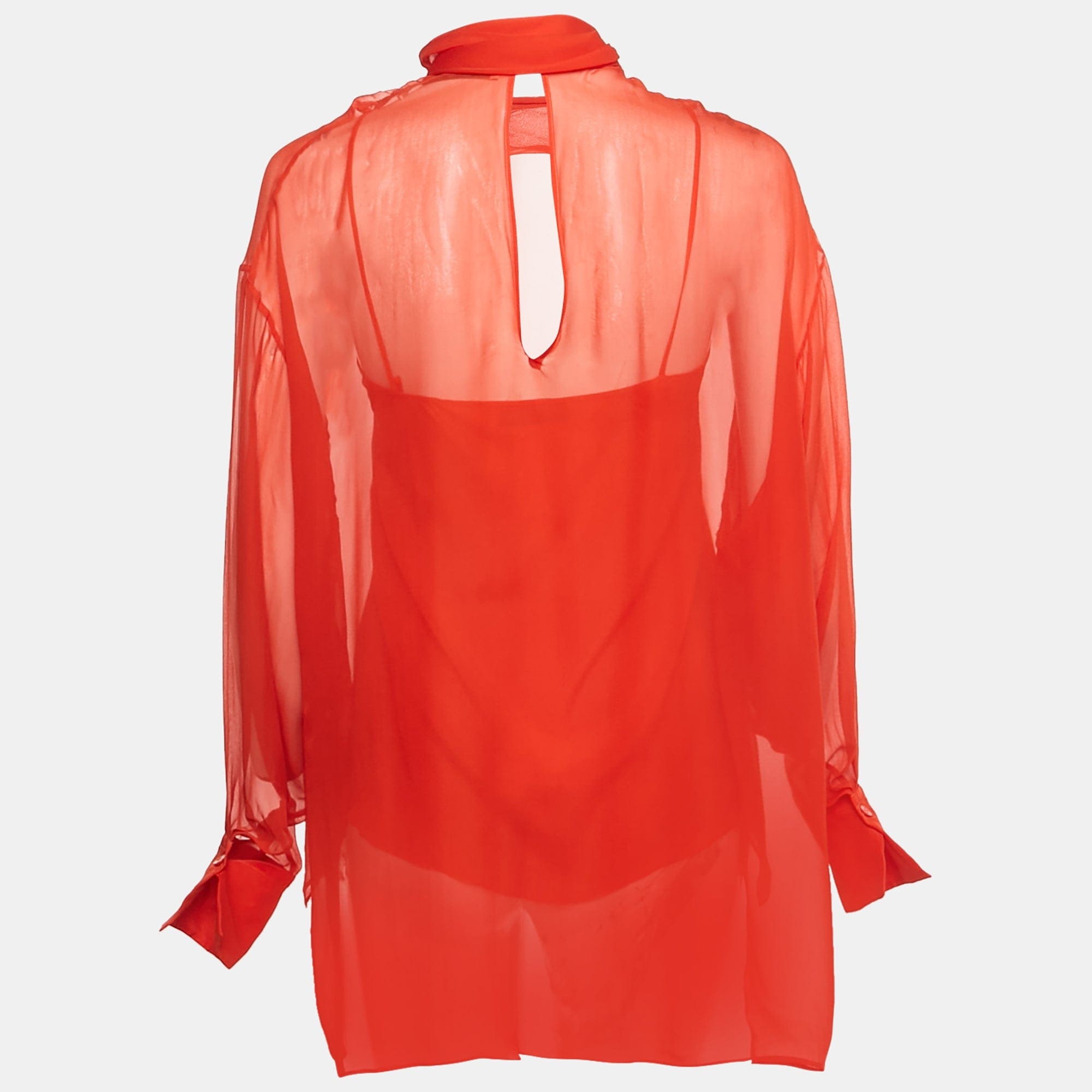 Emilio Pucci Red Silk Neck Tie Detail Top