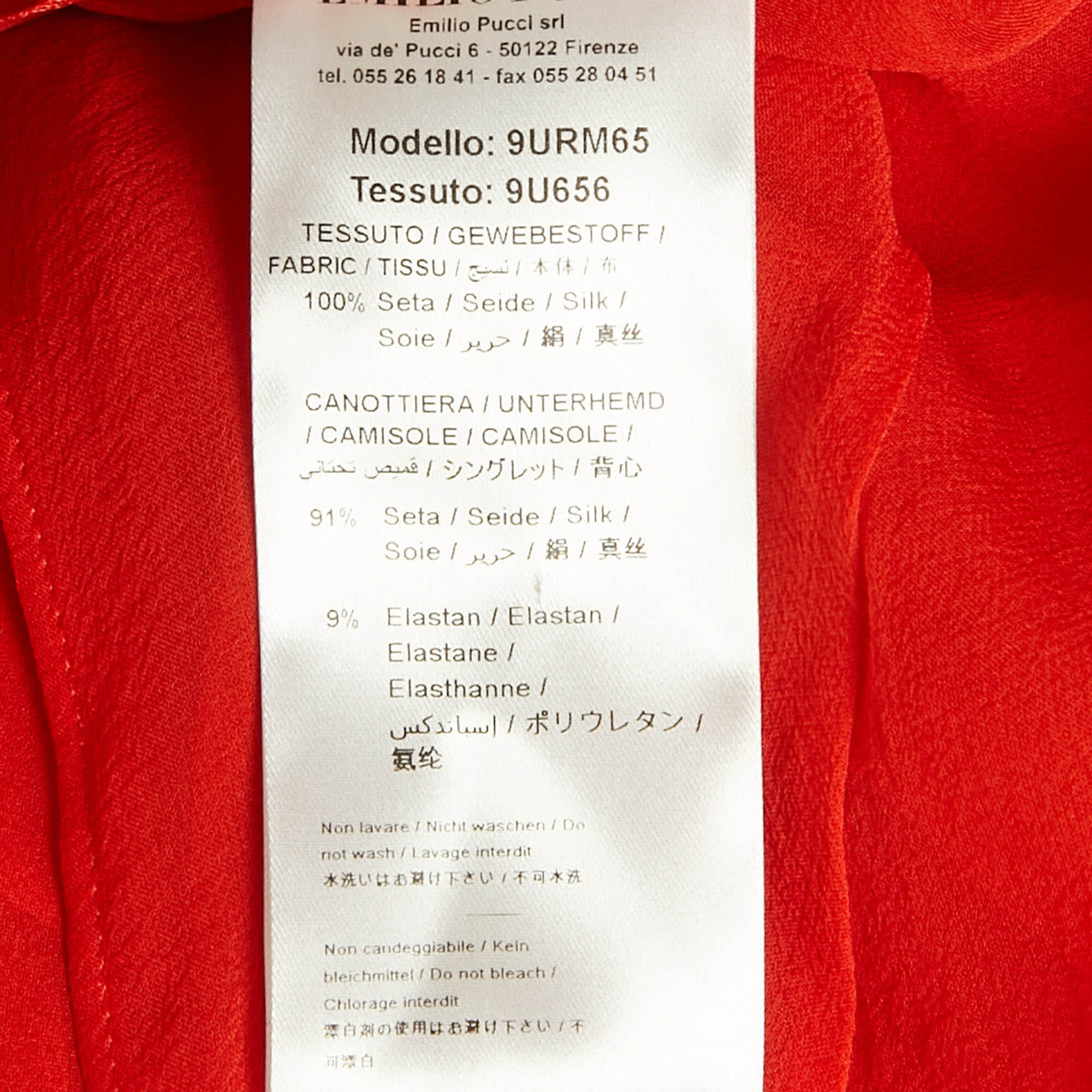 Emilio Pucci Red Silk Neck Tie Detail Top