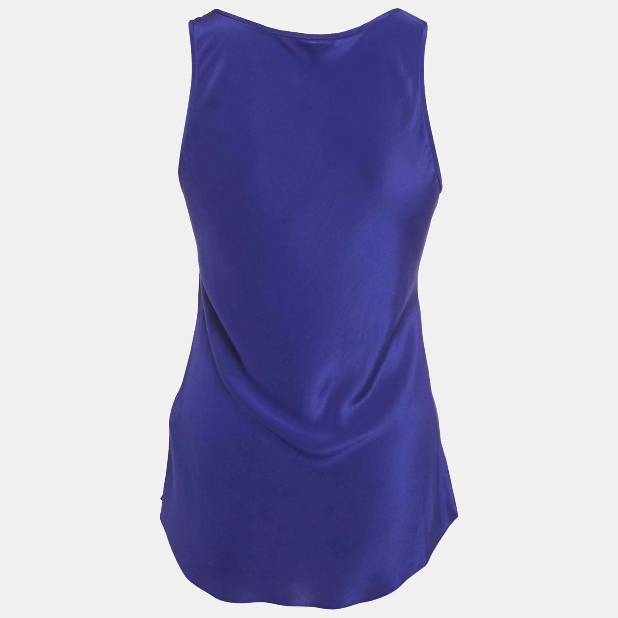 Blue Nicolefarhi Blue Silk Sleeveless Top