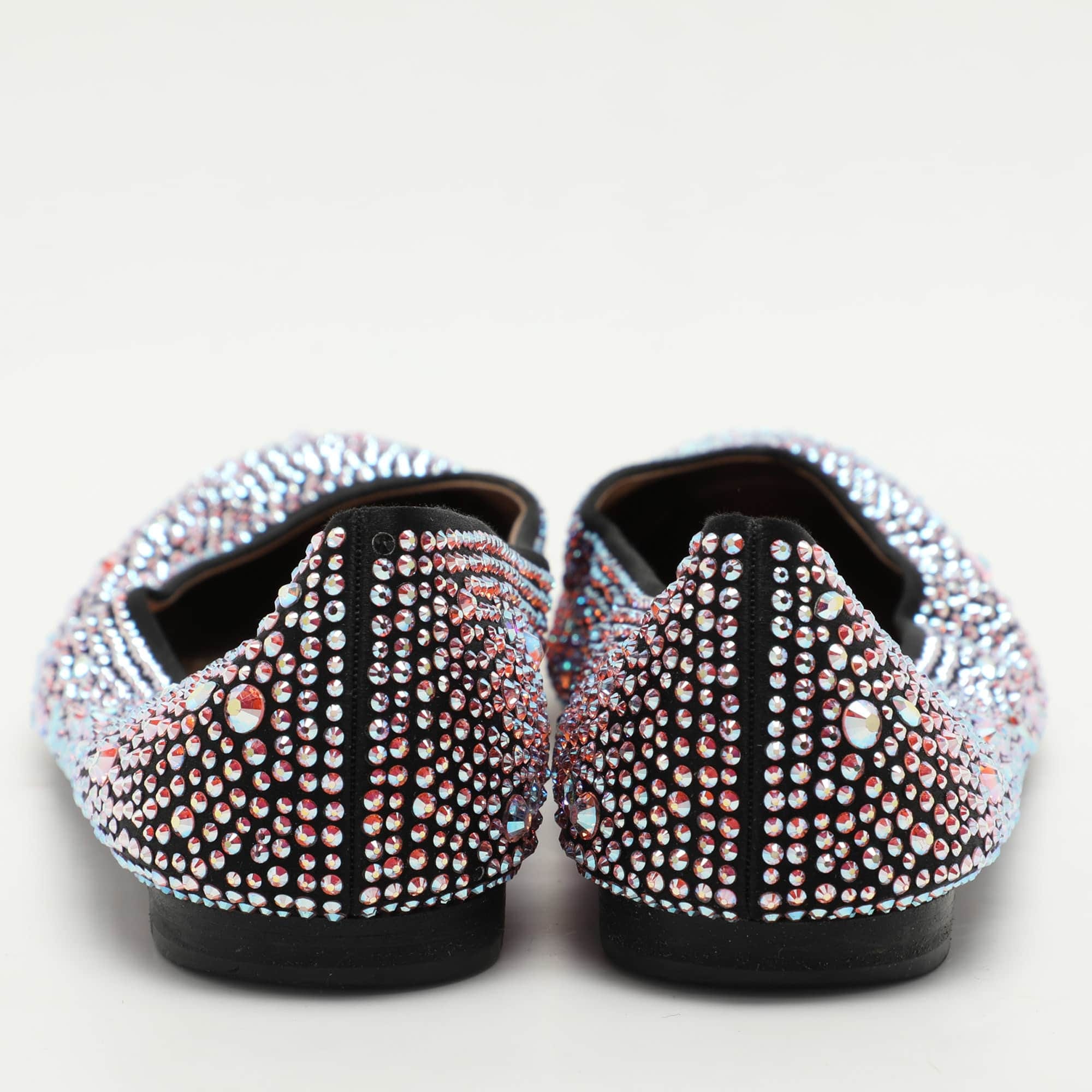 Gina Black Satin Crystal Embellished Ballet Flats