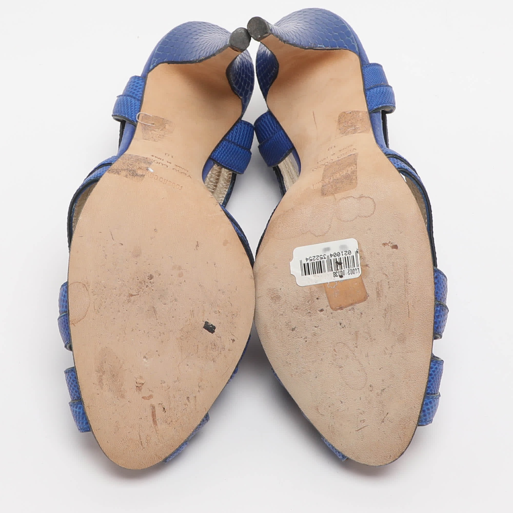 Blue Size 38 Blue Karung Leather Slingback Sandals