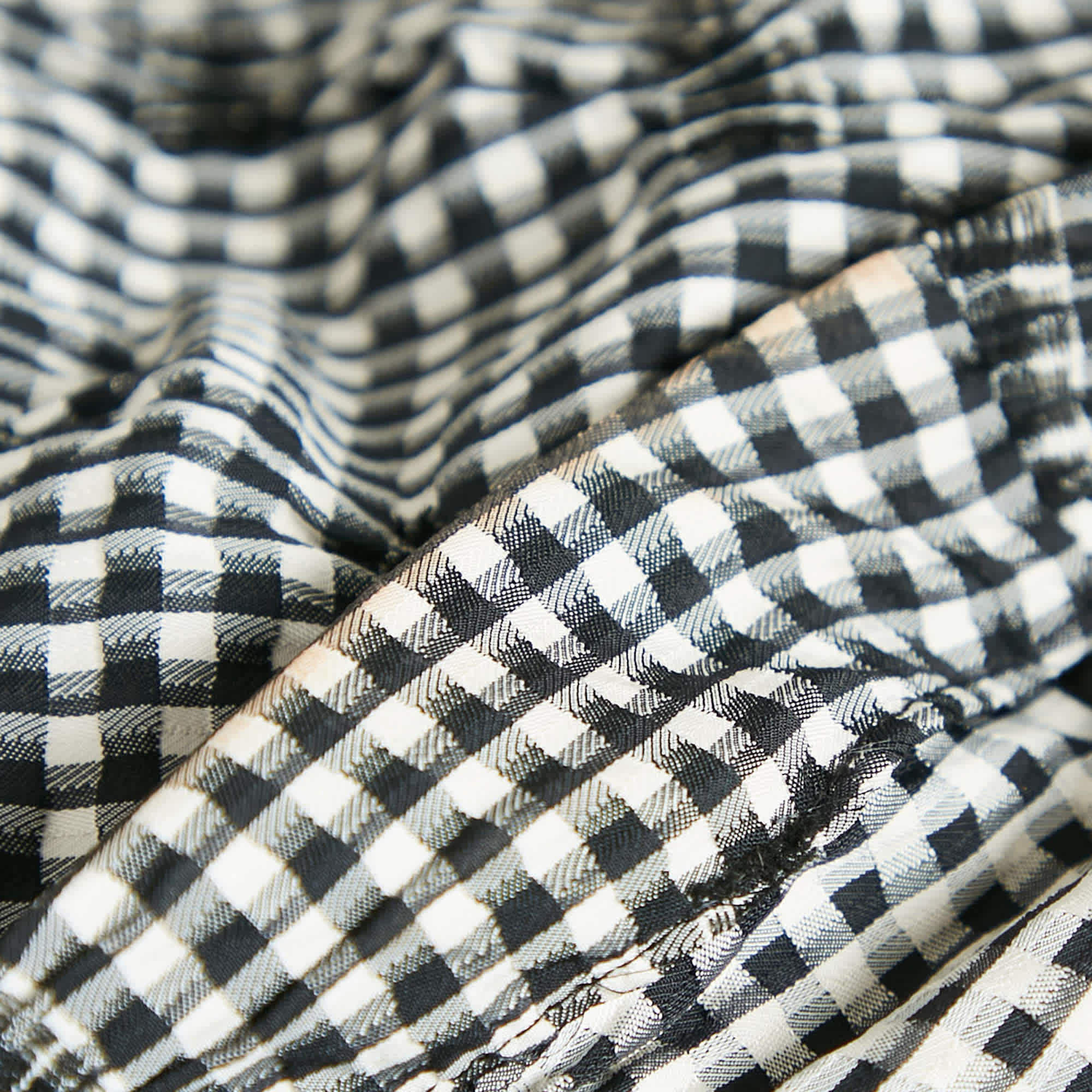 WHITE* Black/white Gingham Crepe Pleated Corset Top