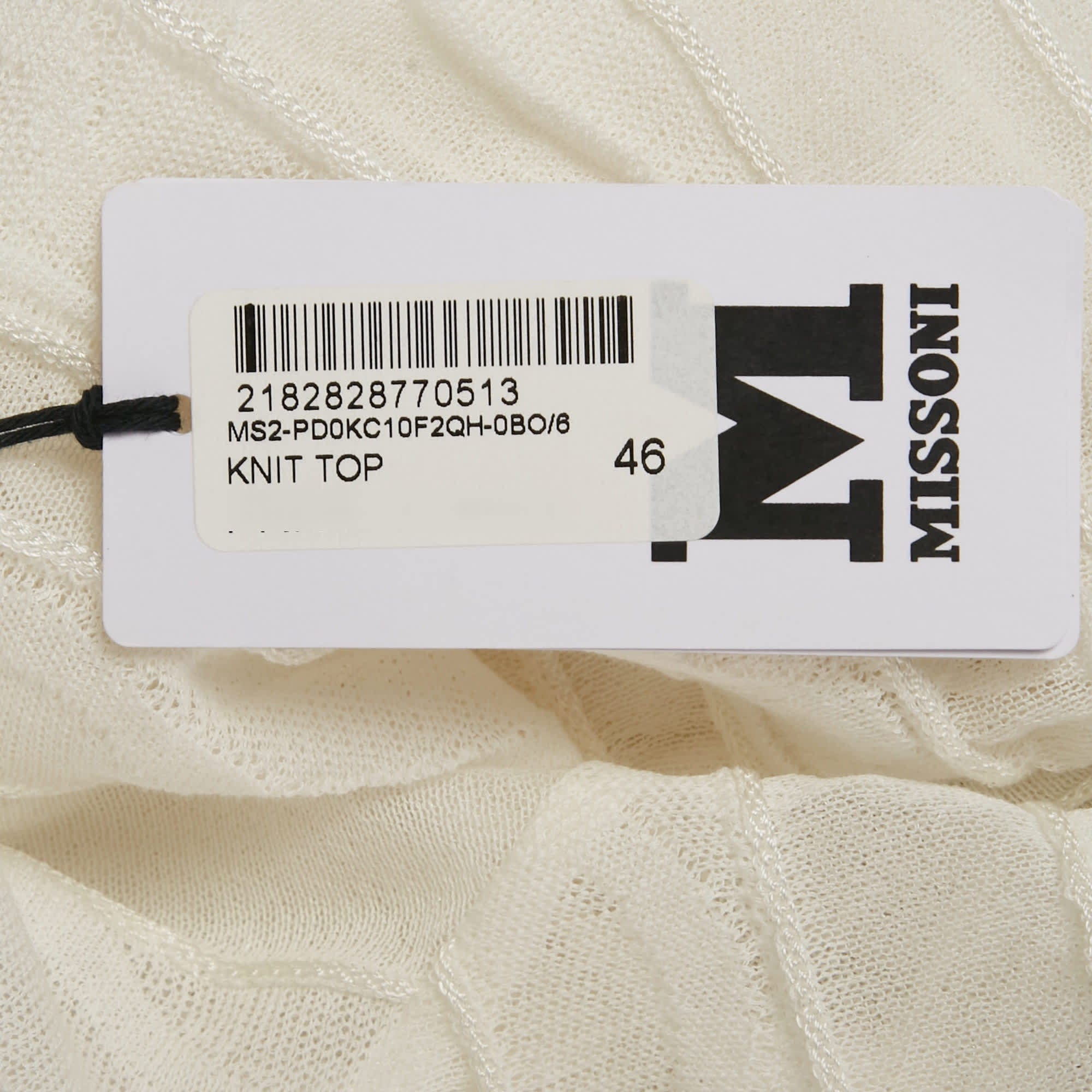 White Patterned Knit Round Neck Top
