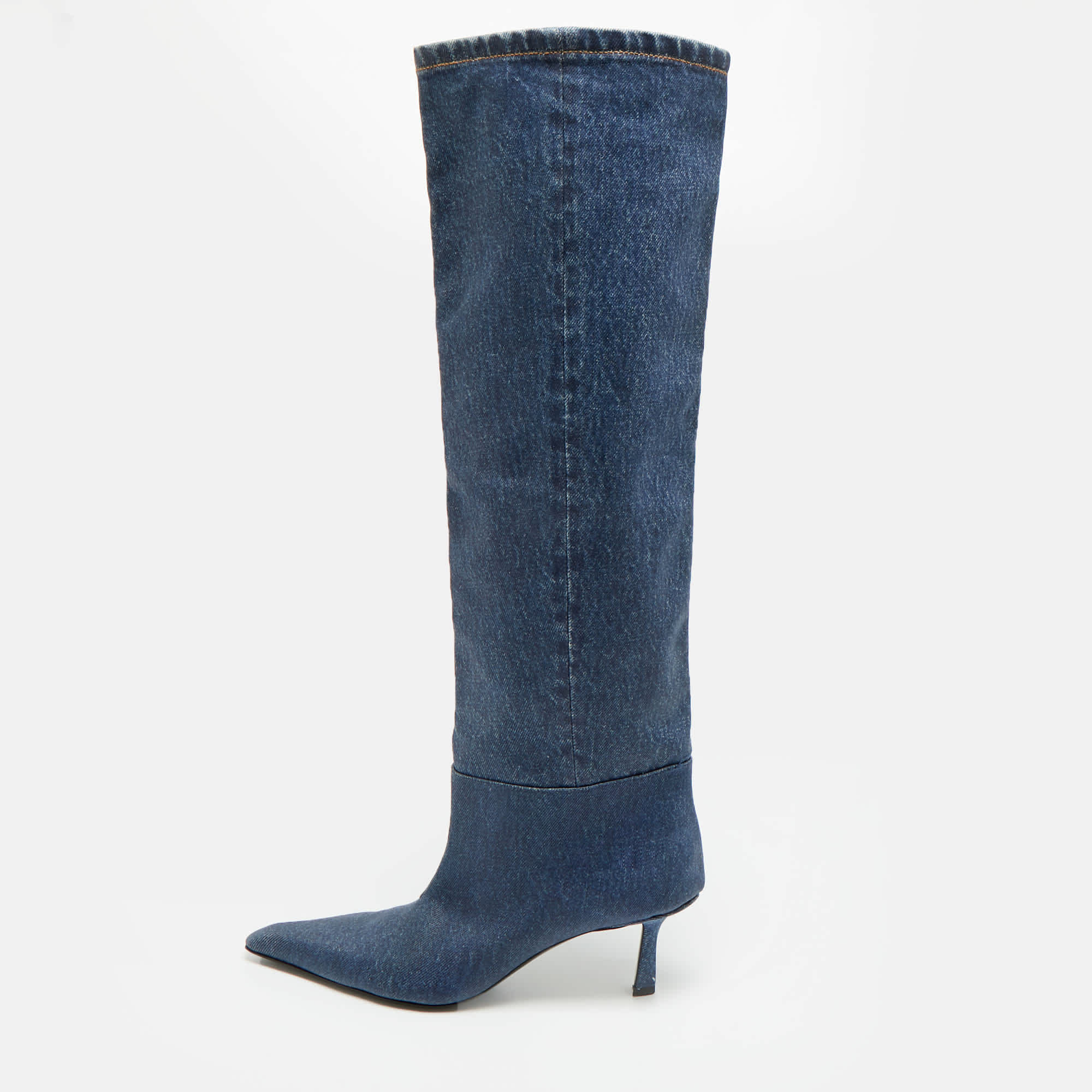 Blue Size 37 Blue Denim Knee Length Boots