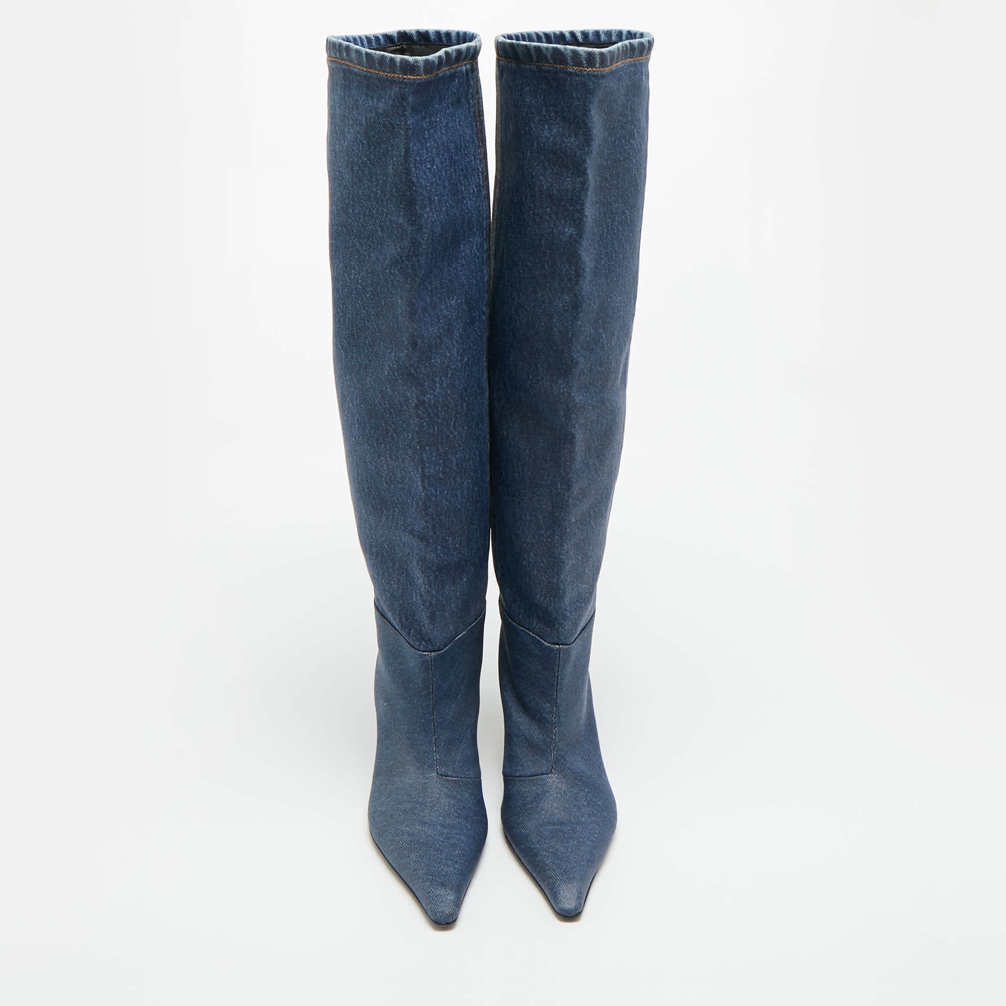 Blue Size 37 Blue Denim Knee Length Boots