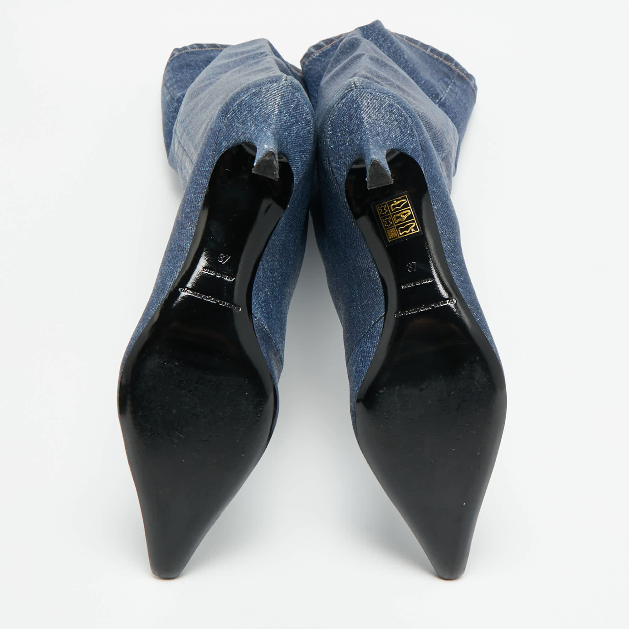 Blue Size 37 Blue Denim Knee Length Boots