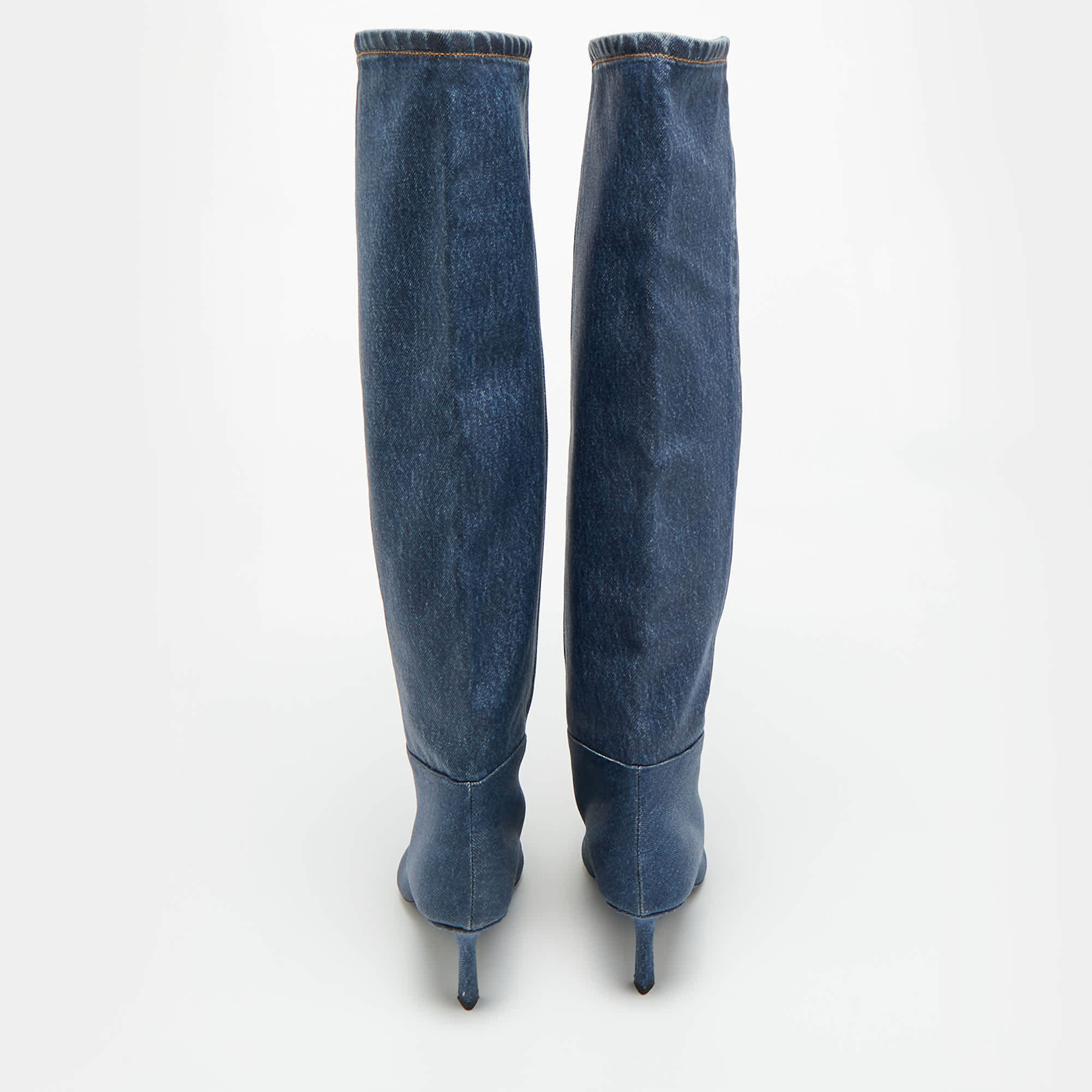 Blue Size 37 Blue Denim Knee Length Boots