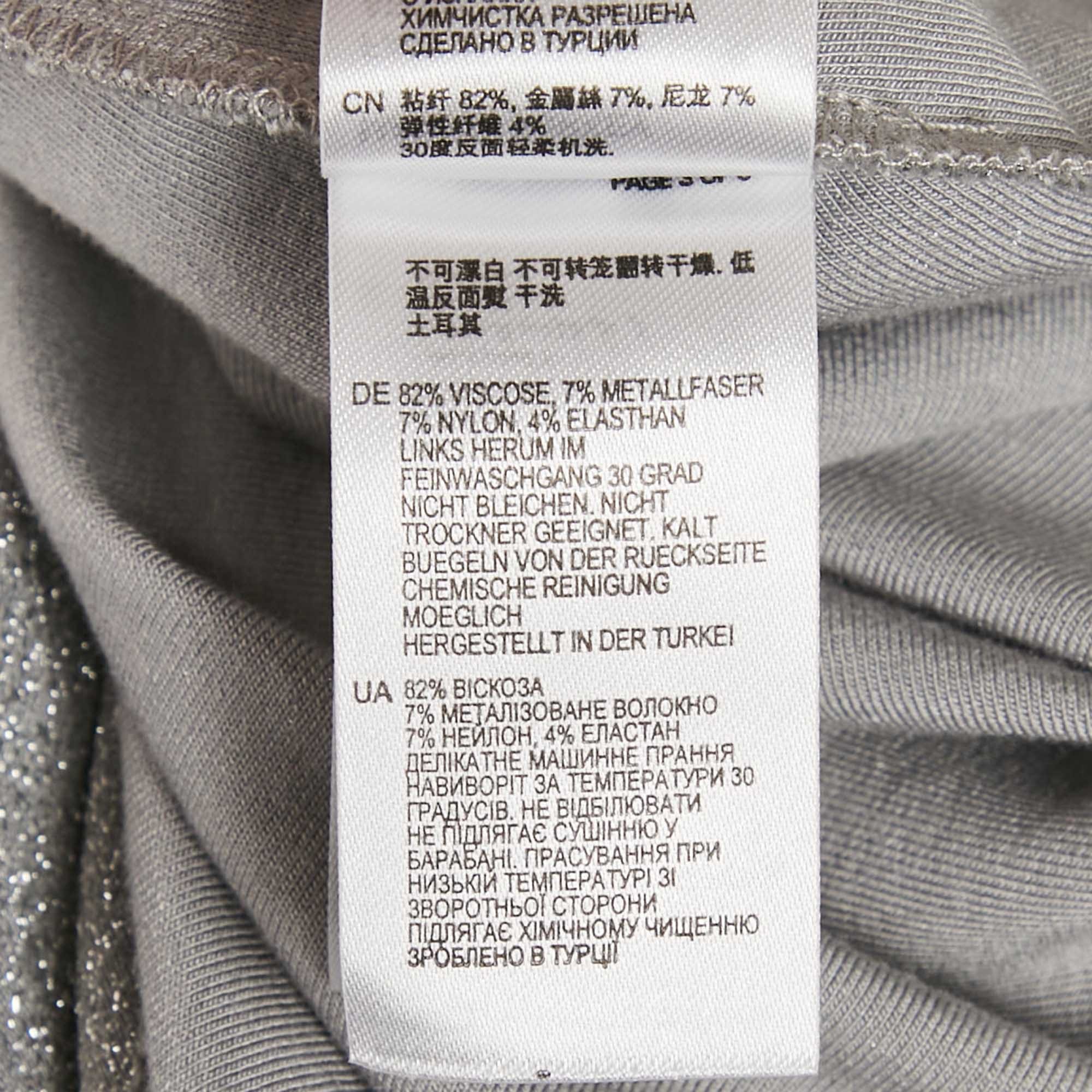 Reiss Silver Lurex Knit High Neck Aries Top