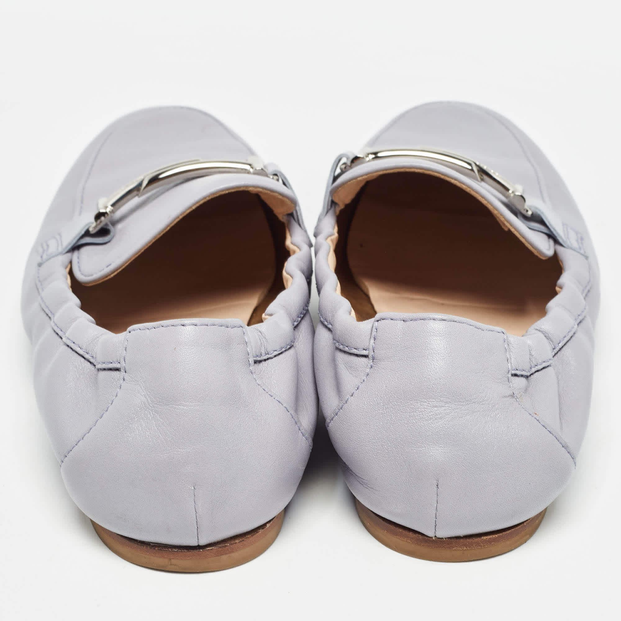 S/Double Tod's Double T Size 37.5 Blue Leather Loafers