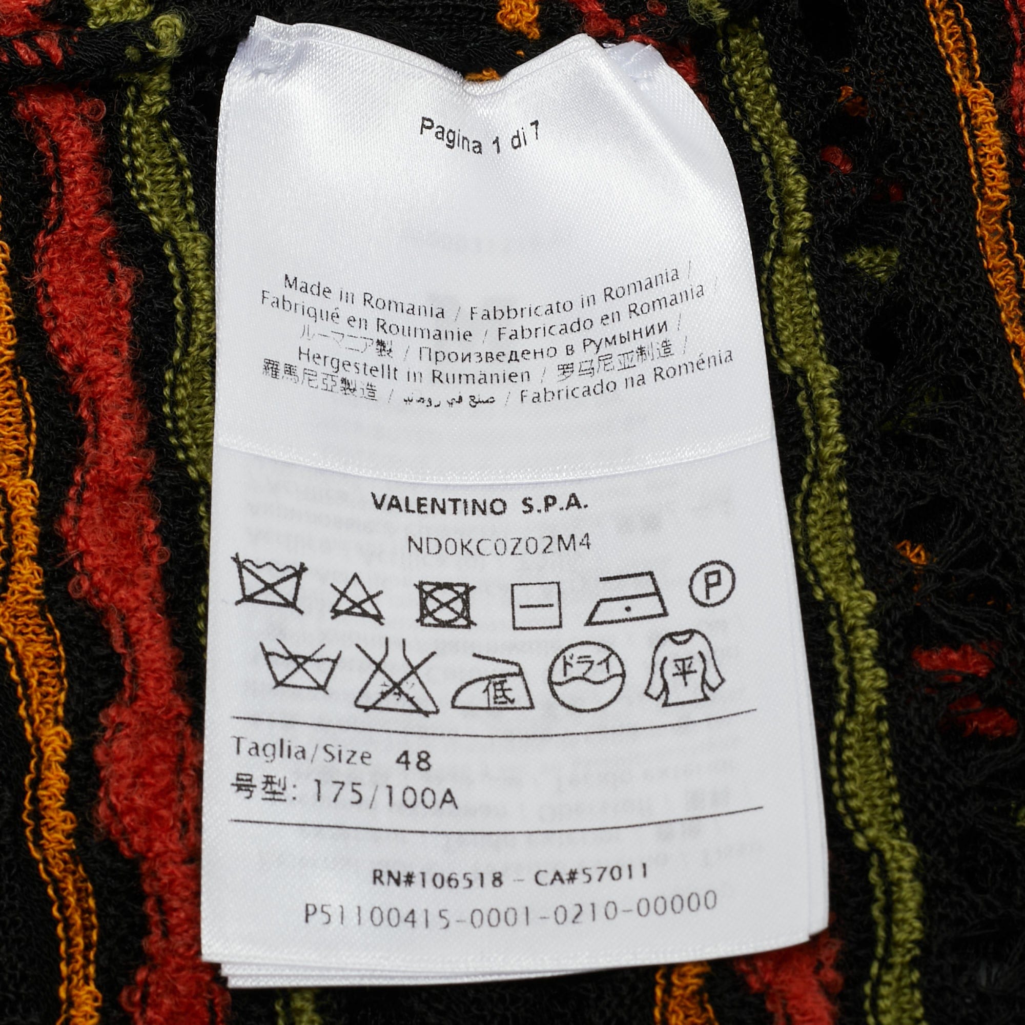 M Missoni Black/orange Floral Perforated Knit Top