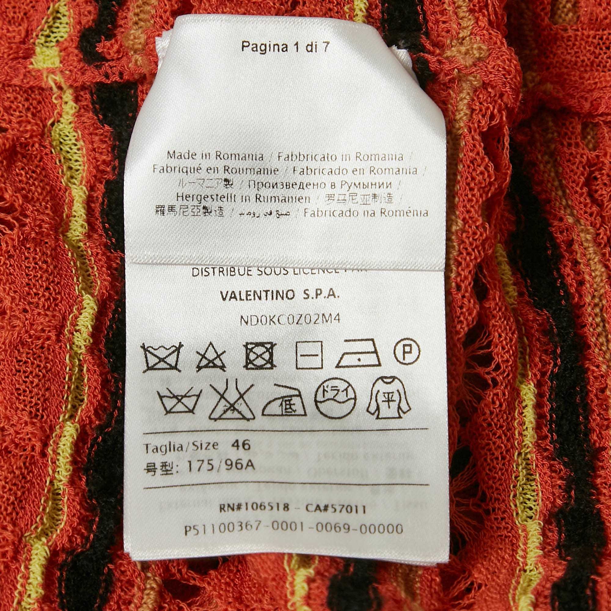 M Missoni Orange Floral Perforated Knit Top