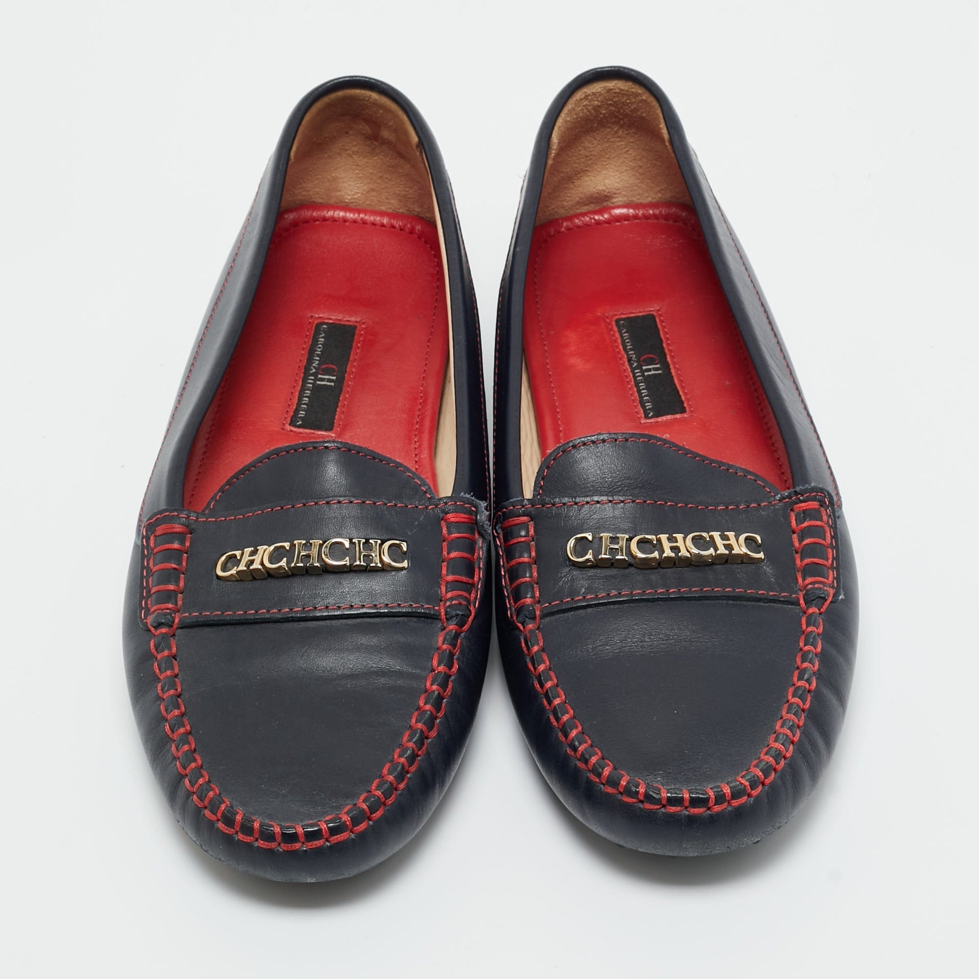 Ch Carolina Herrera Black Leather Loafers