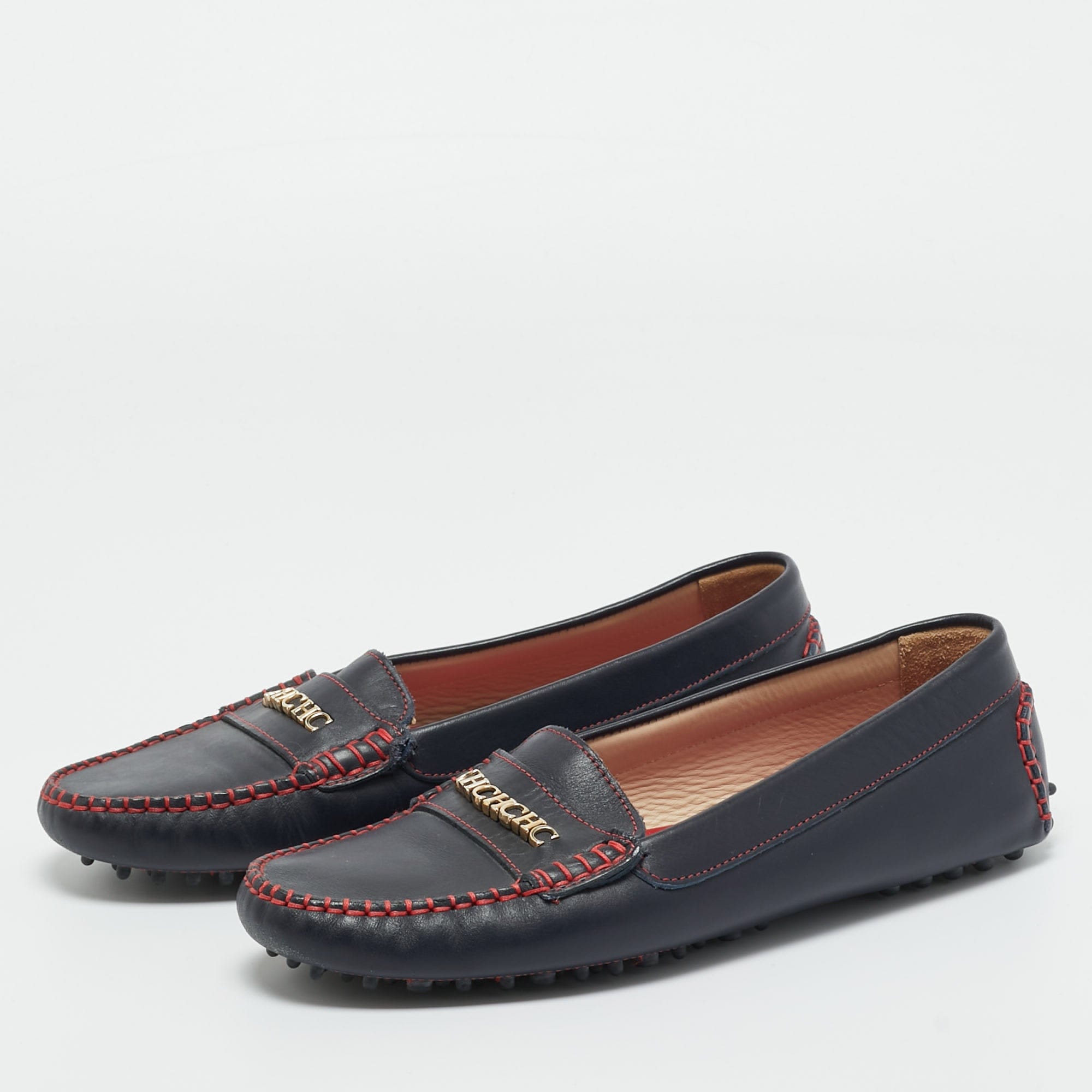 Ch Carolina Herrera Black Leather Loafers