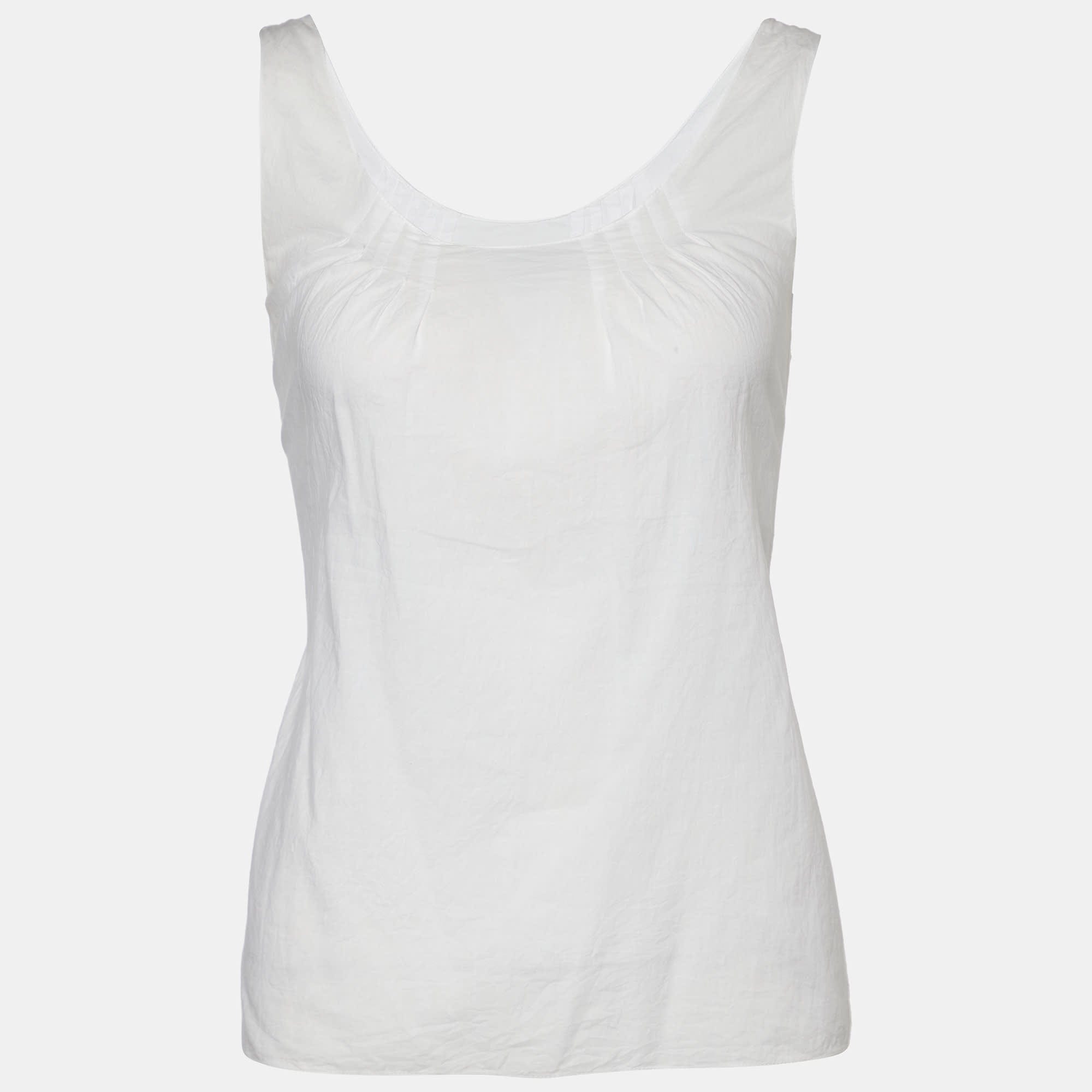 White Cotton Sleeveless Top